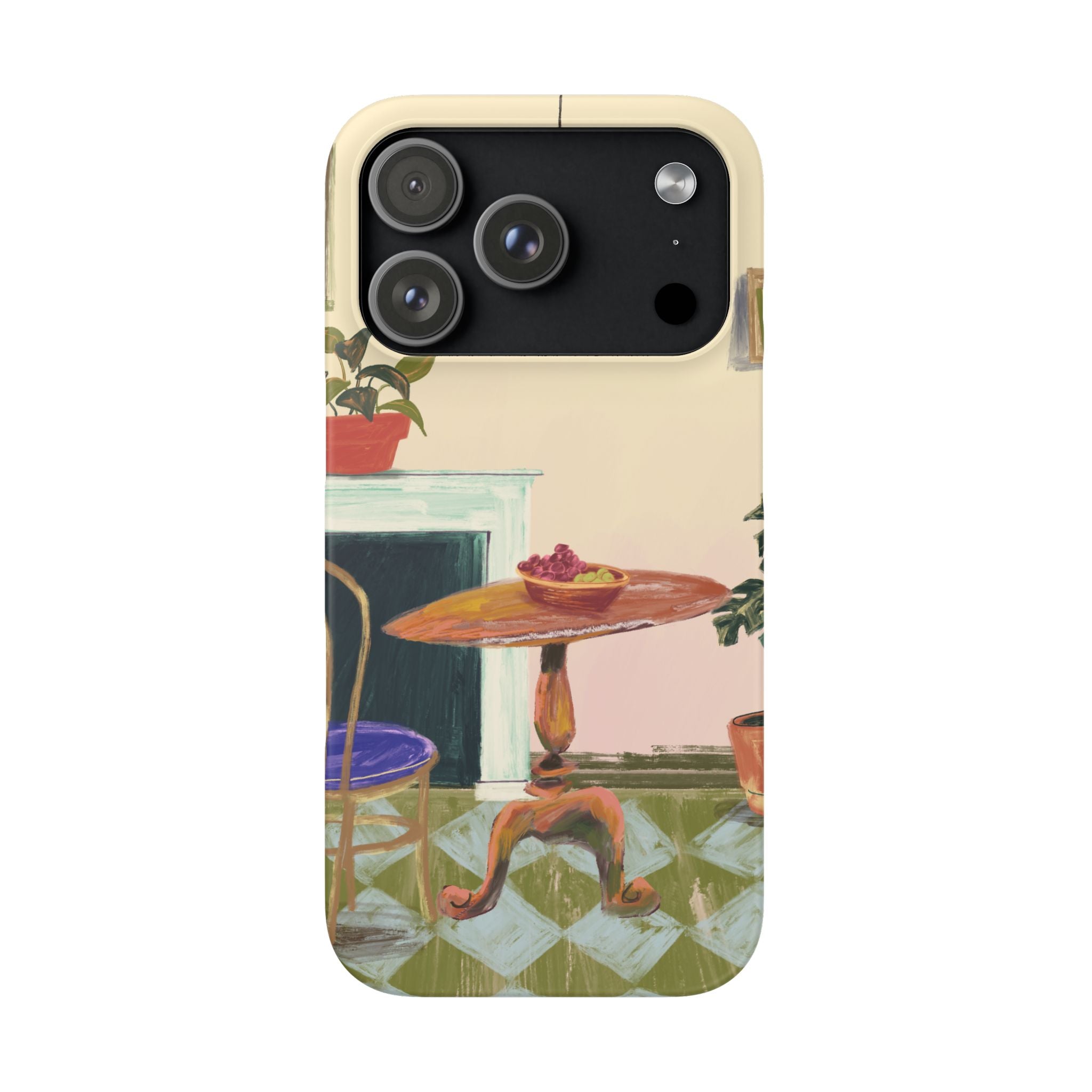 Vintage Bistro Phone Case — Cozy Cafe Interior Illustration Snap Case