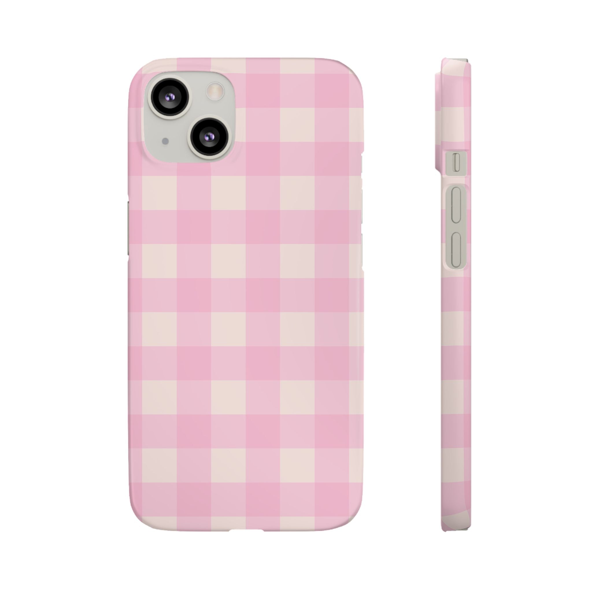Pink Gingham Snap Phone Case - Cute Pastel Checkered iPhone Cover