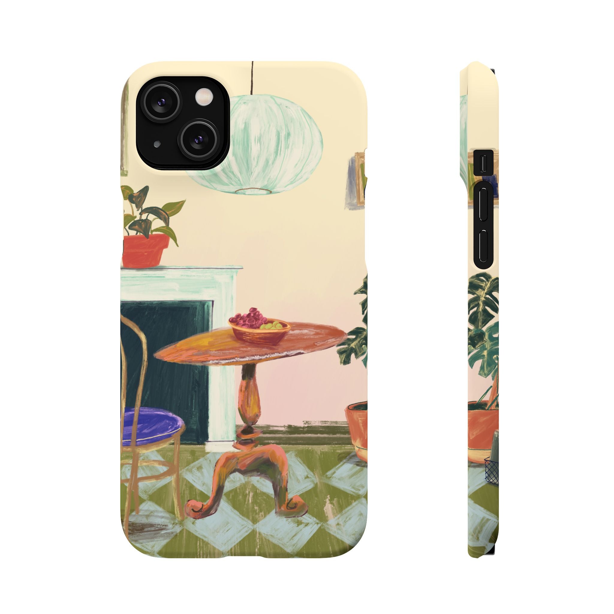 Vintage Bistro Phone Case — Cozy Cafe Interior Illustration Snap Case