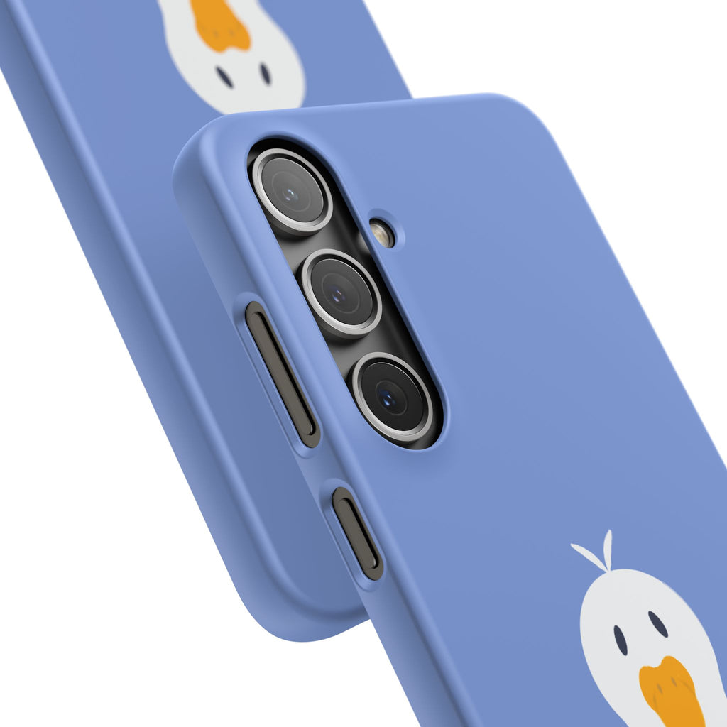 Cute Goose Phone Case – Blue Snap Phone Cover with Whimsical Bird Design