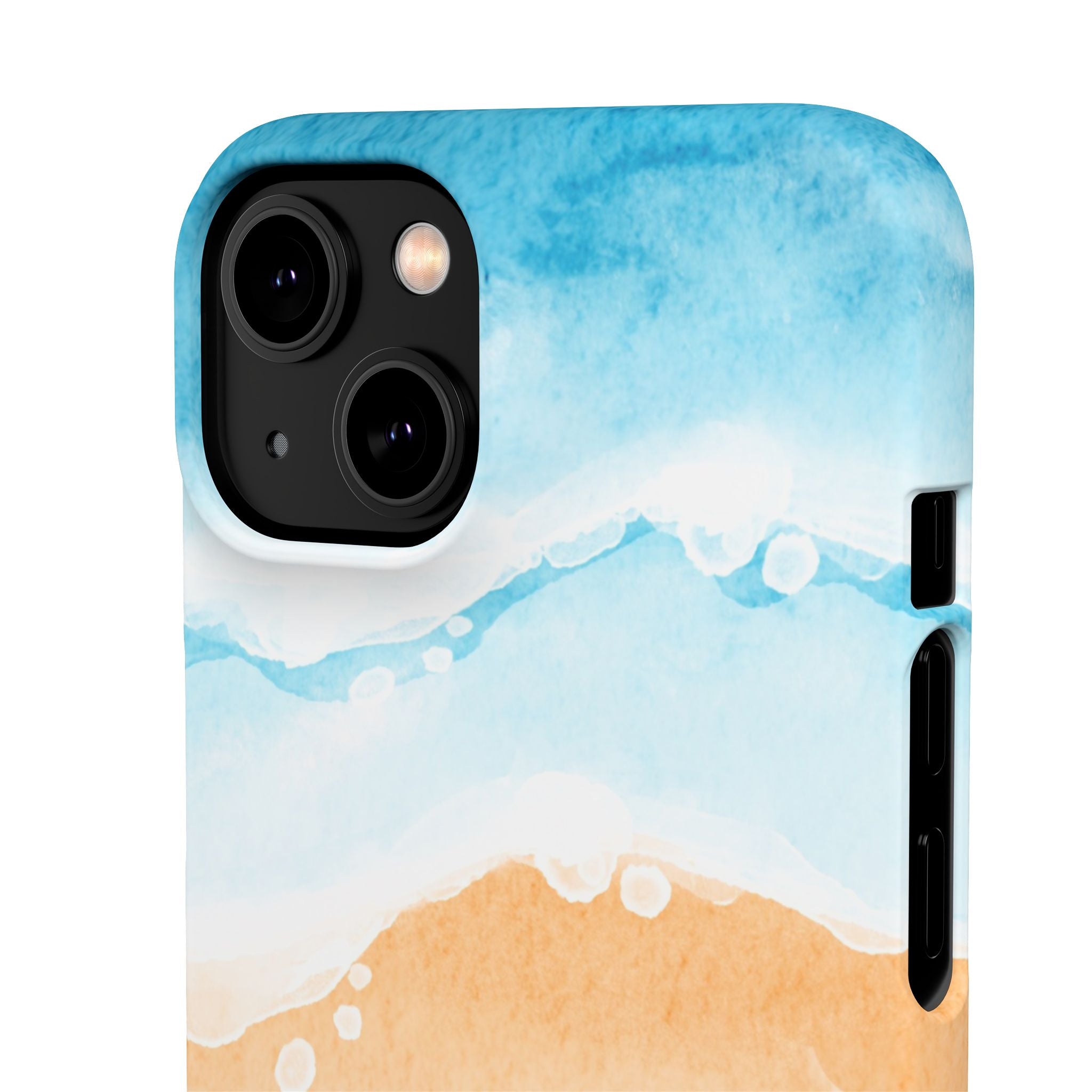Beach Scene Phone Case — Watercolor Sand, Seashells & Crabs