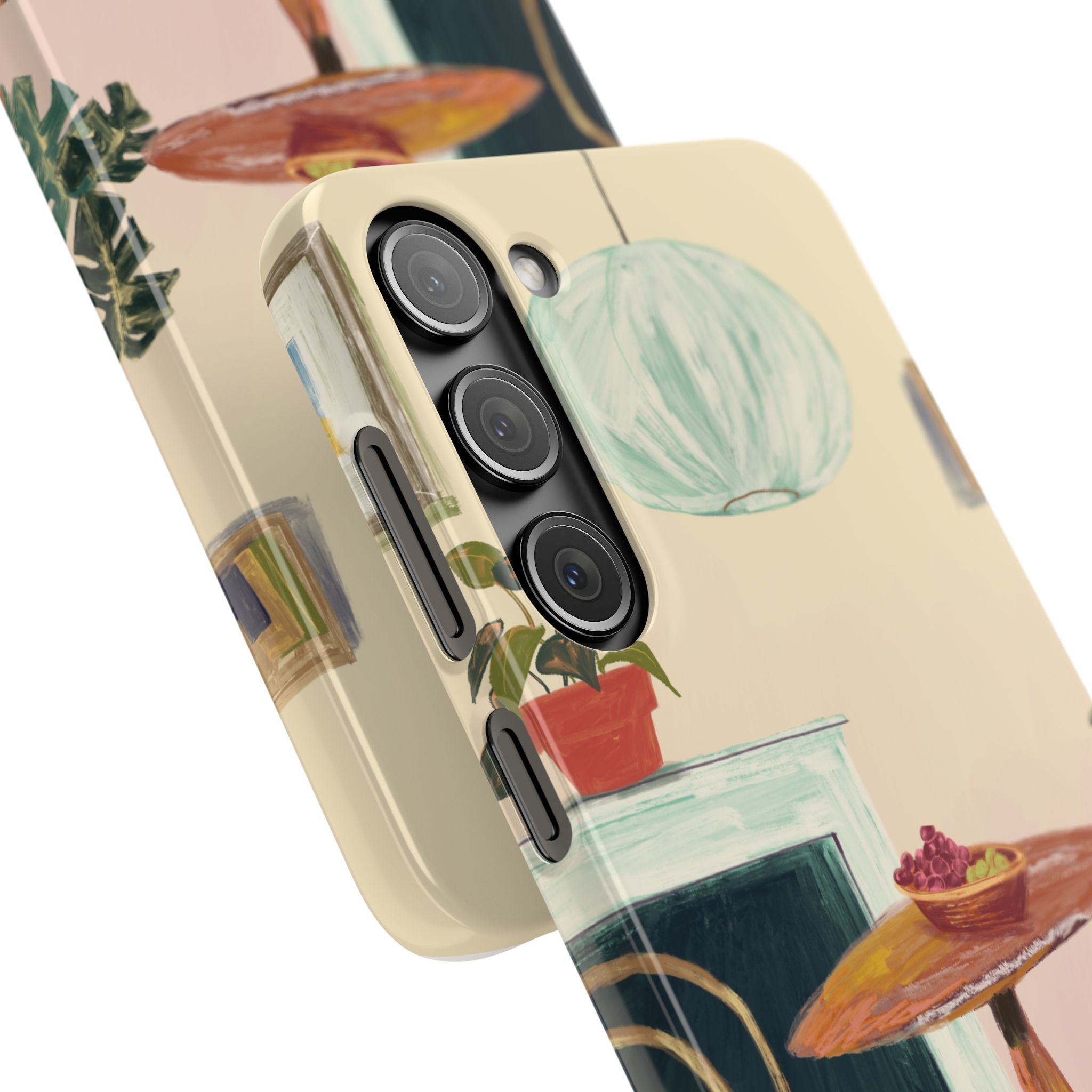 Vintage Bistro Phone Case — Cozy Cafe Interior Illustration Snap Case