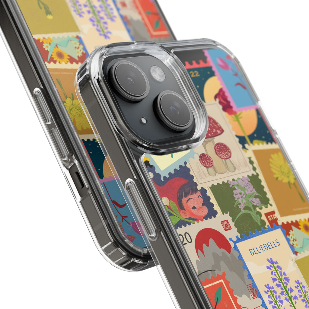 Clear Case — Vintage Floral Stamp Collage Phone Case