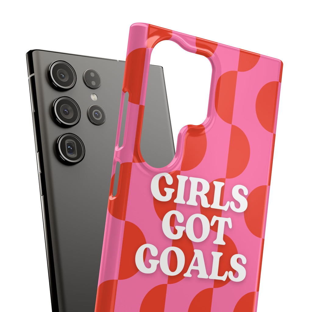 Girls Got Goals Phone Case - Retro Pink Red Motivational Snap Case