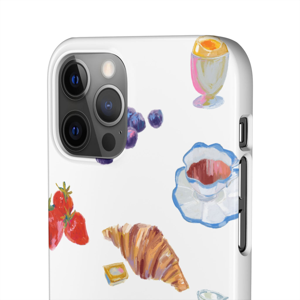 Phone Case — Watercolor Breakfast Pattern (croissant, berries, juice)