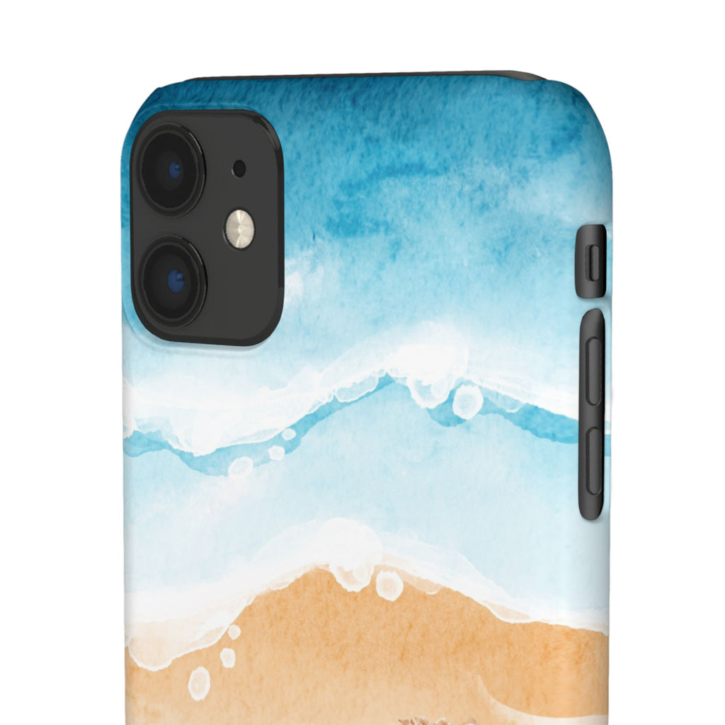 Beach Scene Phone Case — Watercolor Sand, Seashells & Crabs