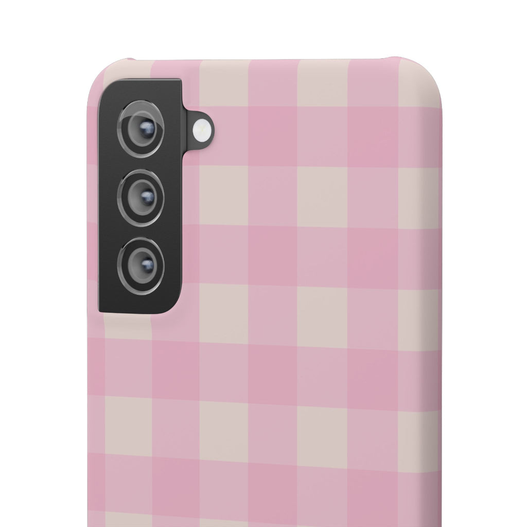 Pink Gingham Snap Phone Case - Cute Pastel Checkered iPhone Cover
