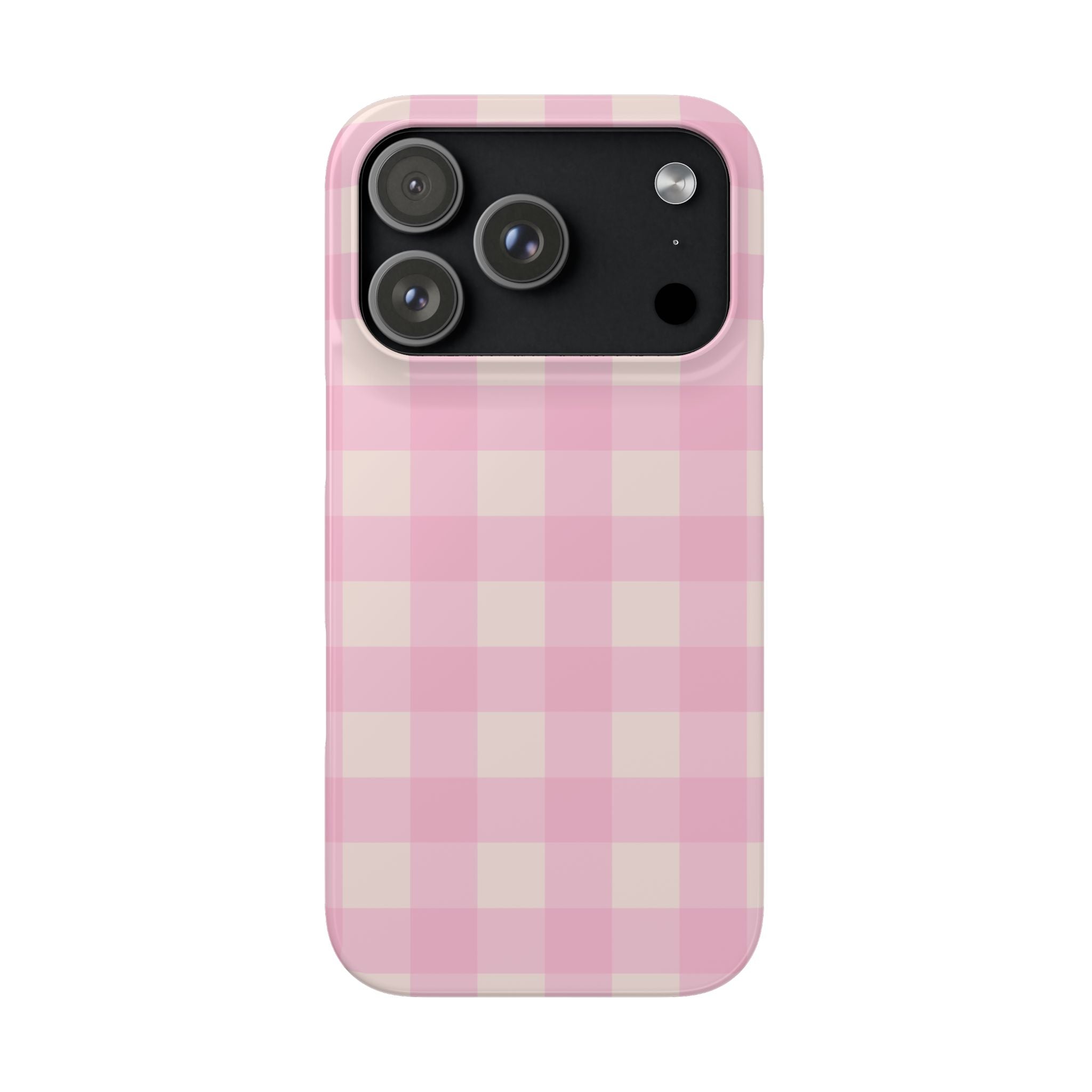 Pink Gingham Snap Phone Case - Cute Pastel Checkered iPhone Cover