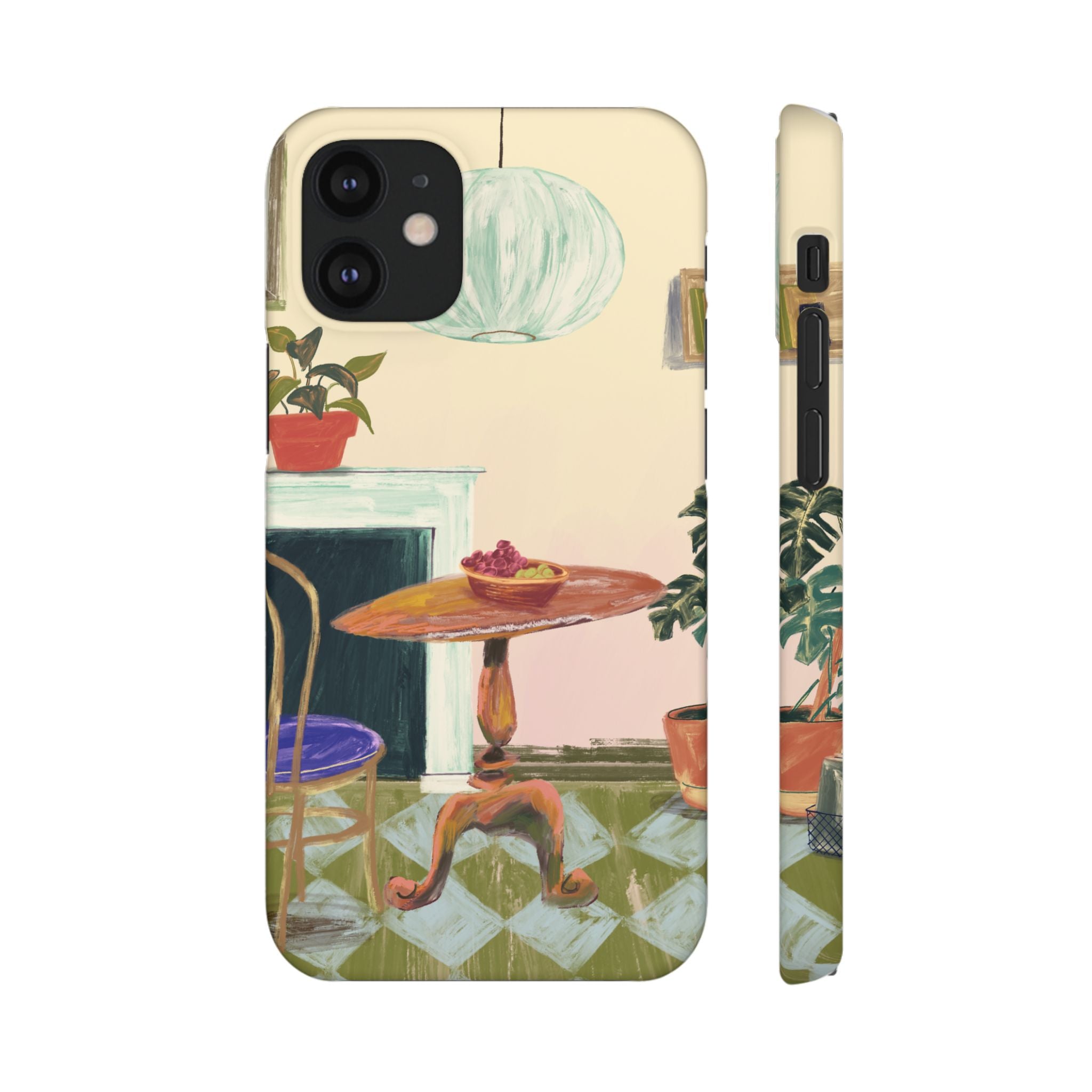 Vintage Bistro Phone Case — Cozy Cafe Interior Illustration Snap Case