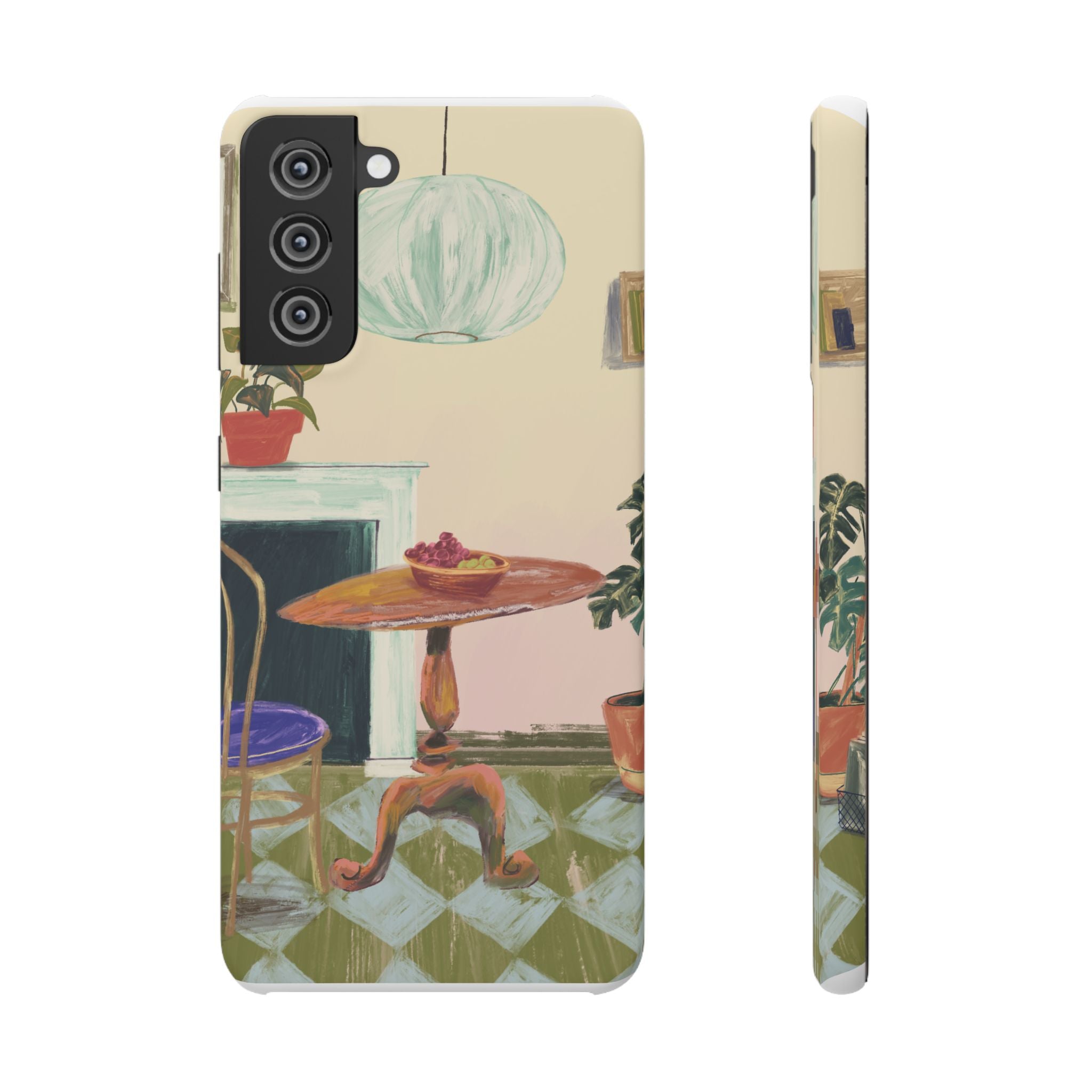 Vintage Bistro Phone Case — Cozy Cafe Interior Illustration Snap Case
