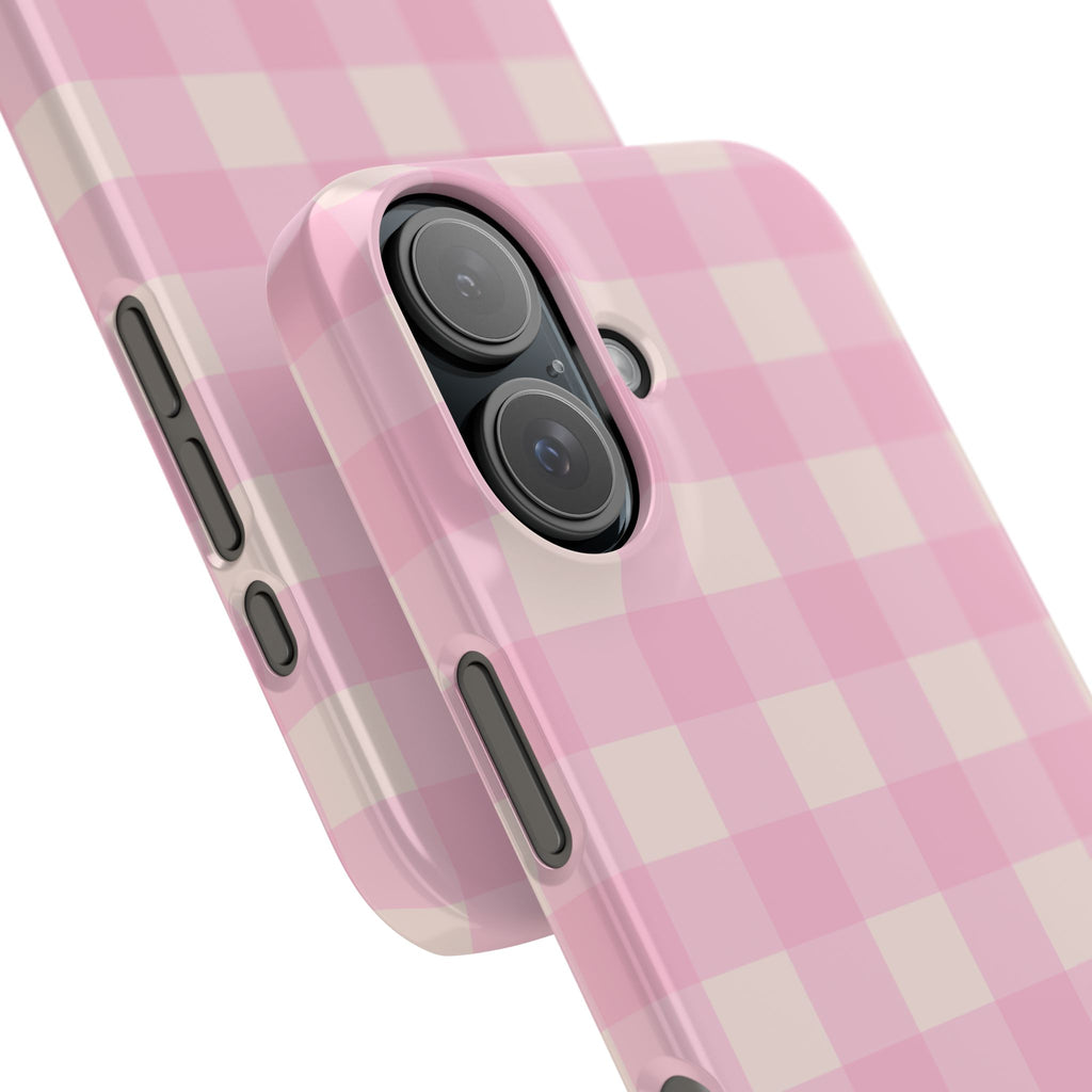 Pink Gingham Snap Phone Case - Cute Pastel Checkered iPhone Cover