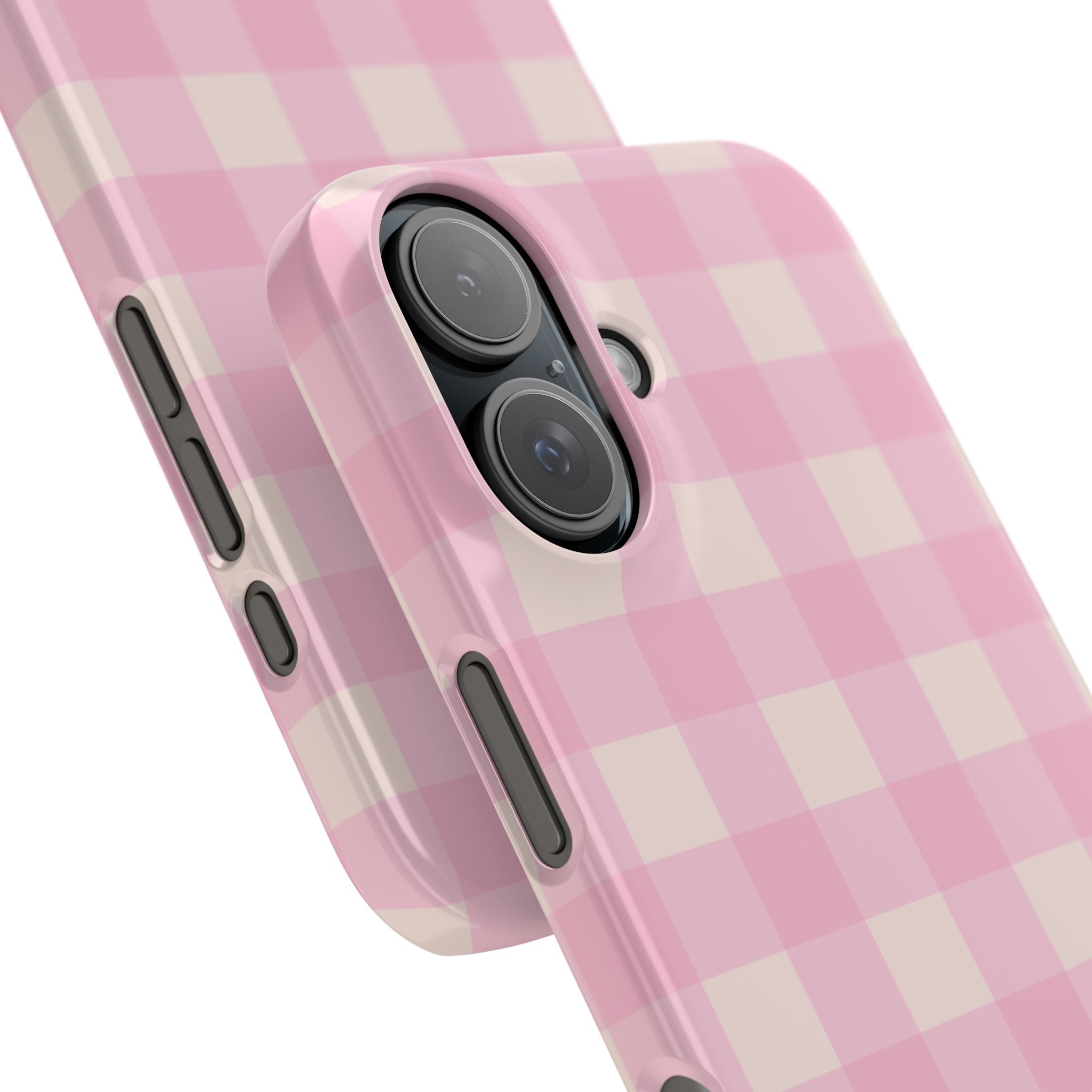 Pink Gingham Snap Phone Case - Cute Pastel Checkered iPhone Cover