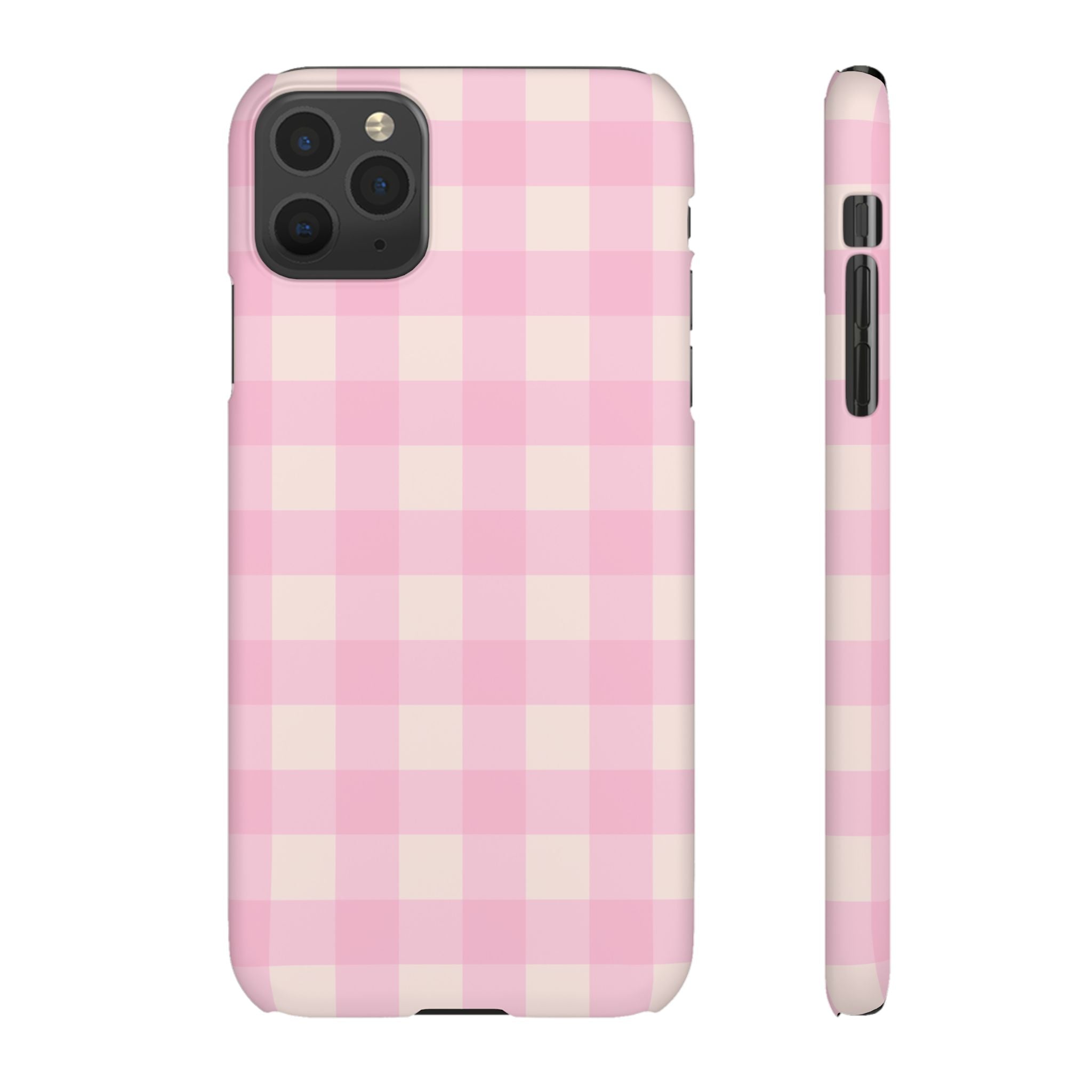 Pink Gingham Snap Phone Case - Cute Pastel Checkered iPhone Cover