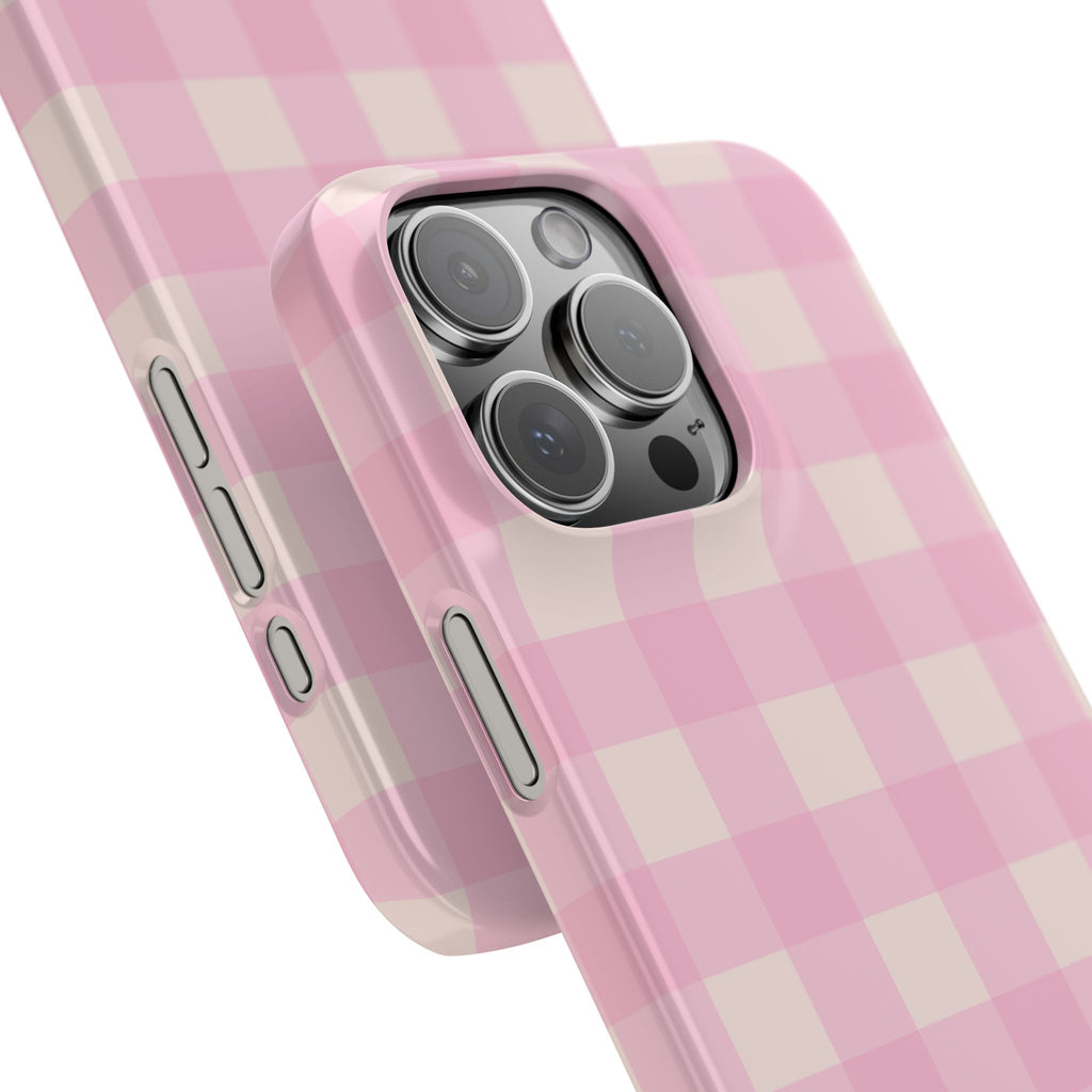 Pink Gingham Snap Phone Case - Cute Pastel Checkered iPhone Cover