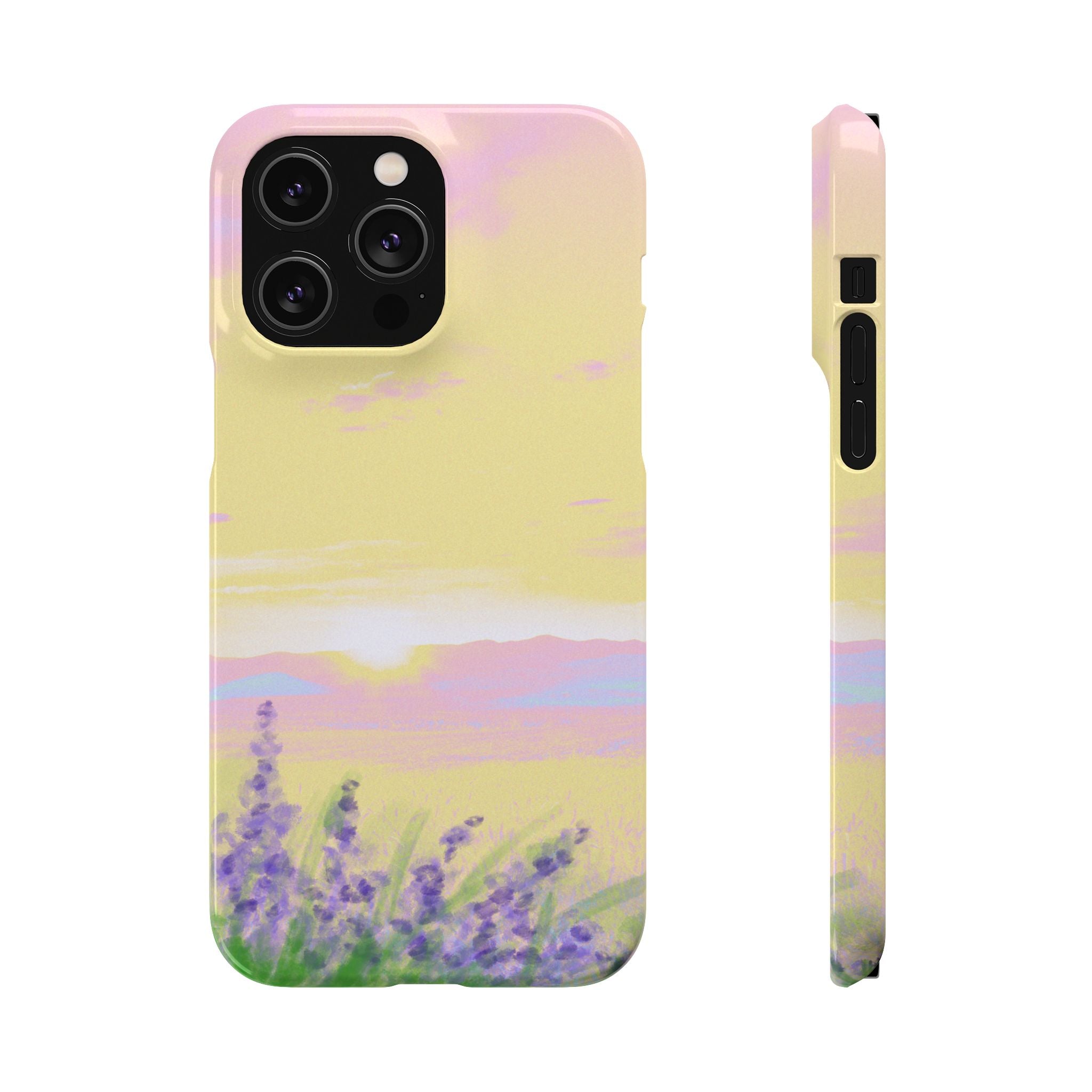Pastel Lavender Field Phone Case — Sunset Sky Snap Case