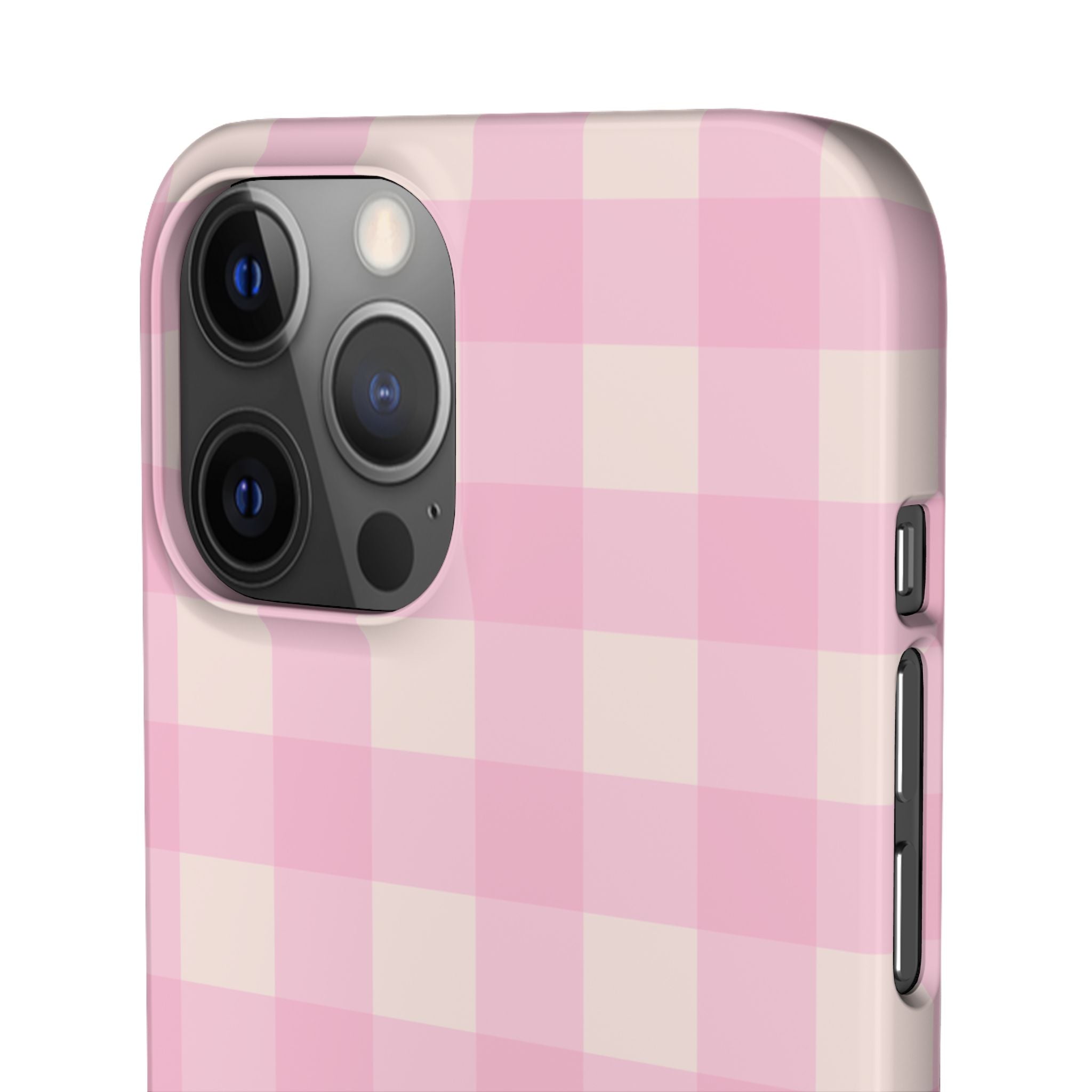 Pink Gingham Snap Phone Case - Cute Pastel Checkered iPhone Cover