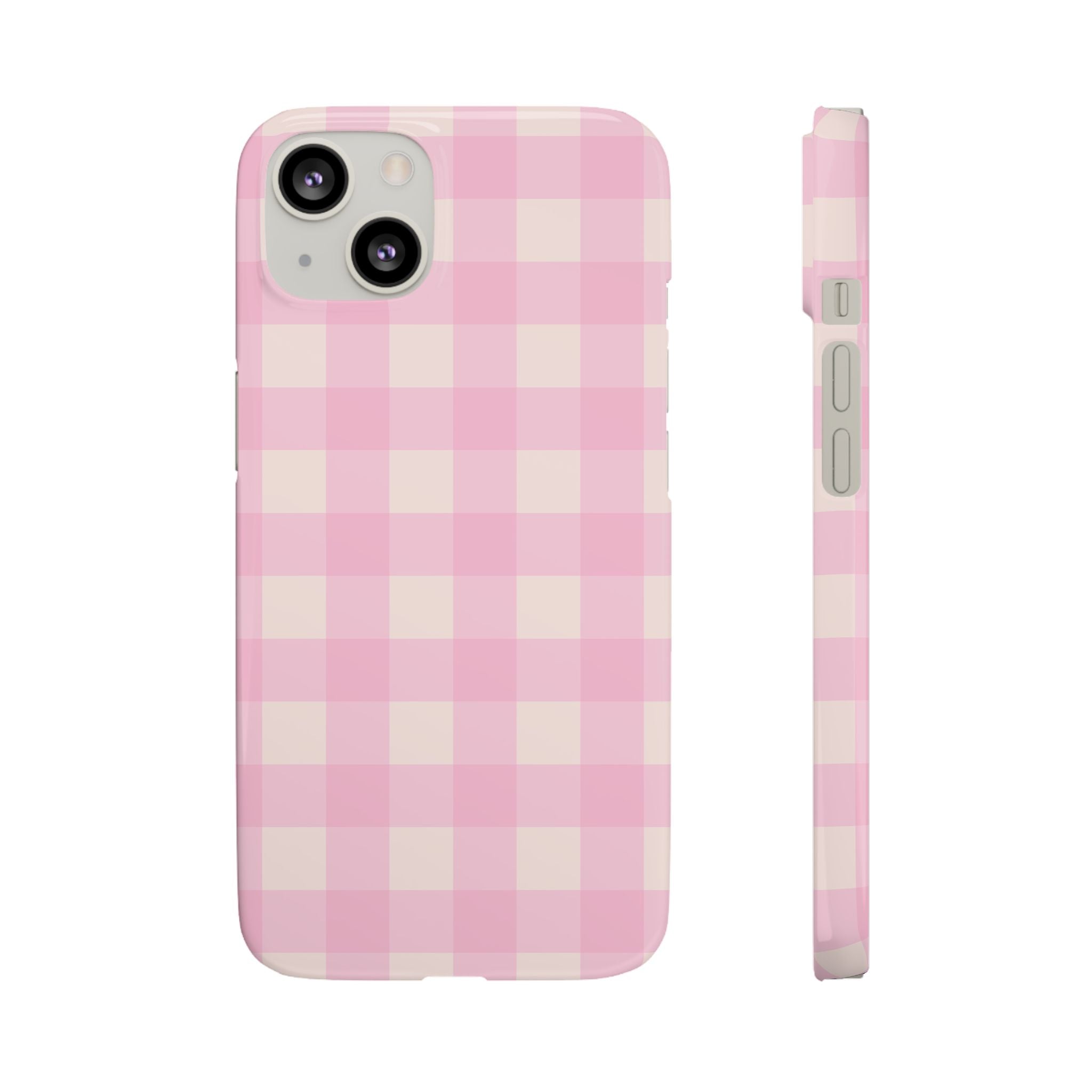 Pink Gingham Snap Phone Case - Cute Pastel Checkered iPhone Cover