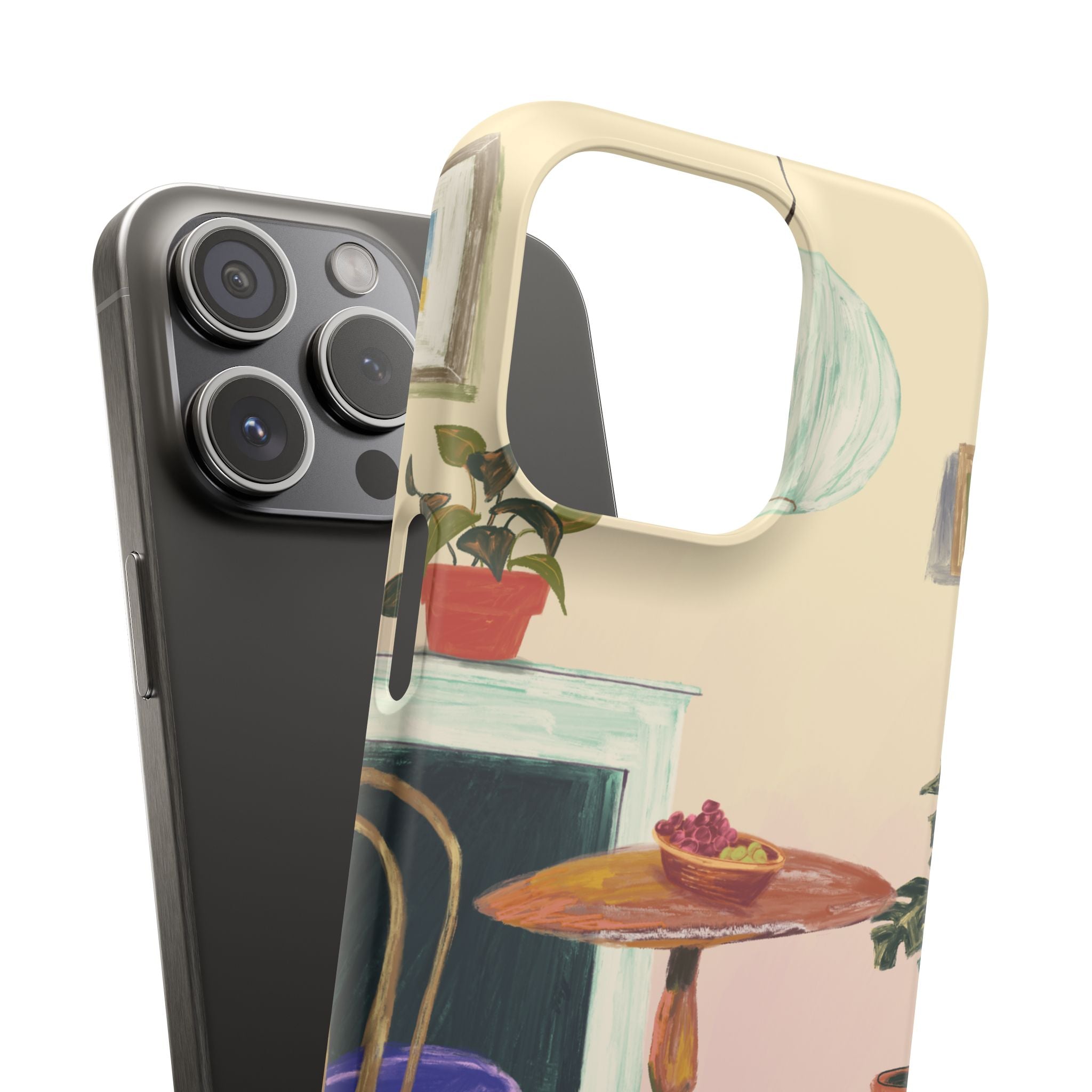 Vintage Bistro Phone Case — Cozy Cafe Interior Illustration Snap Case