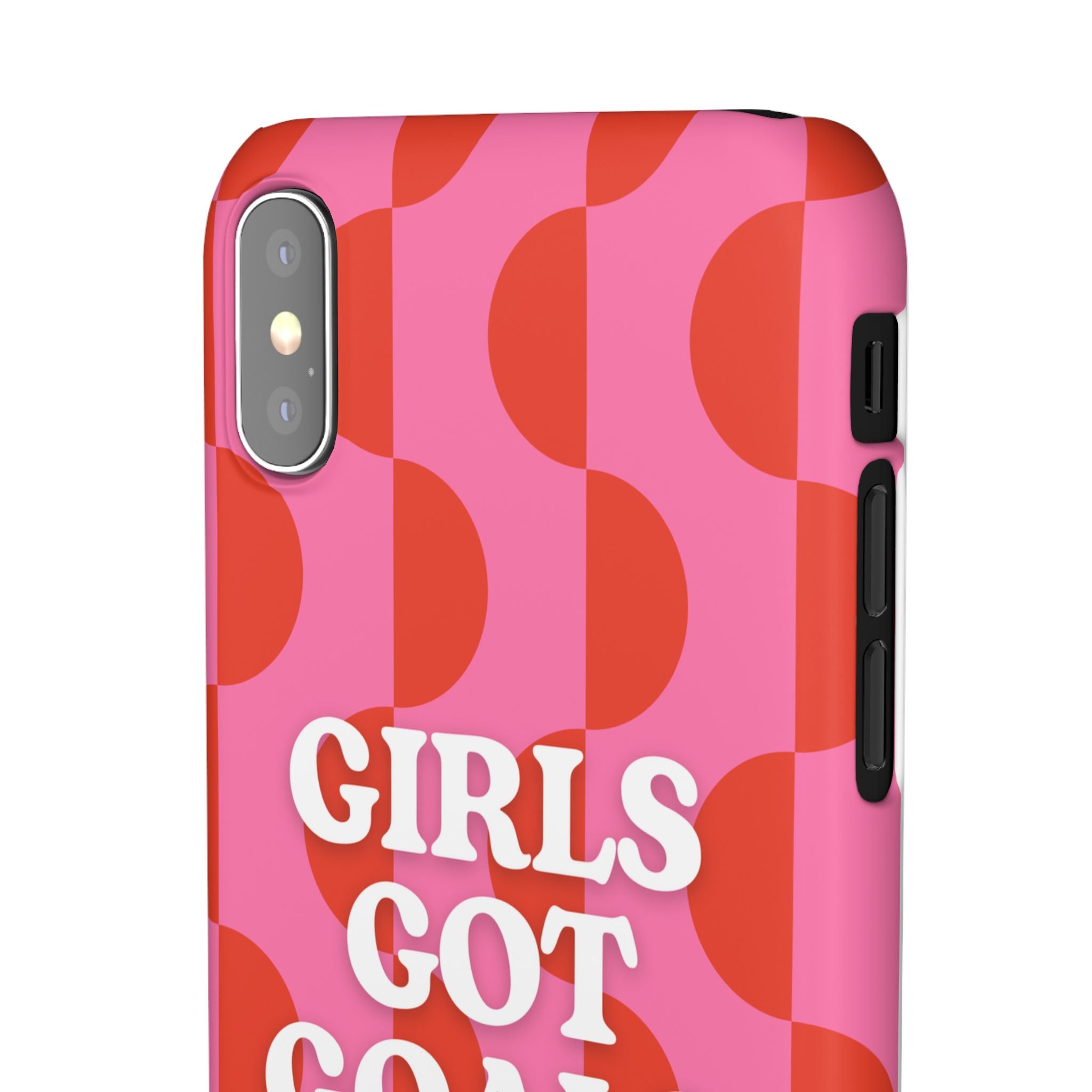 Girls Got Goals Phone Case - Retro Pink Red Motivational Snap Case