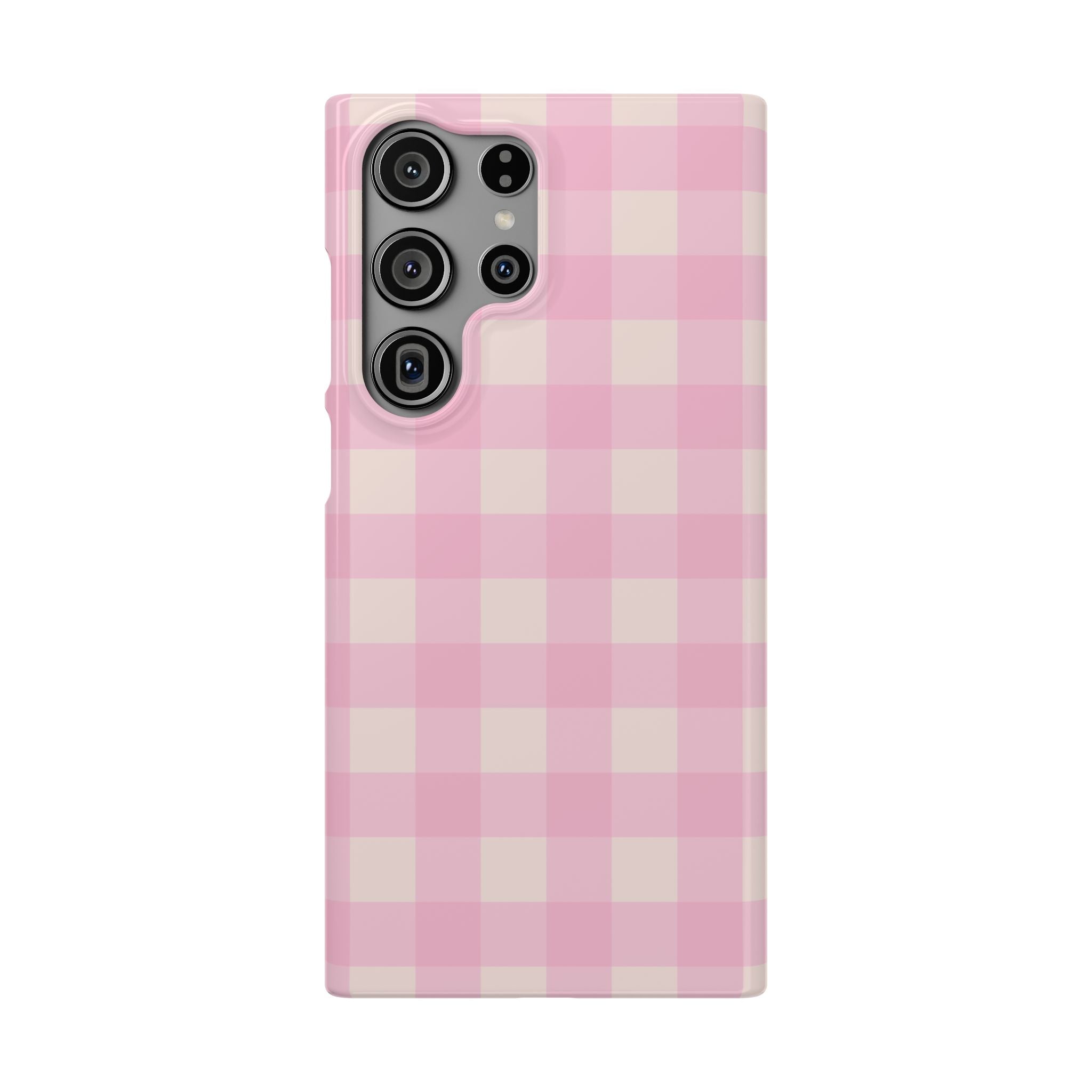 Pink Gingham Snap Phone Case - Cute Pastel Checkered iPhone Cover
