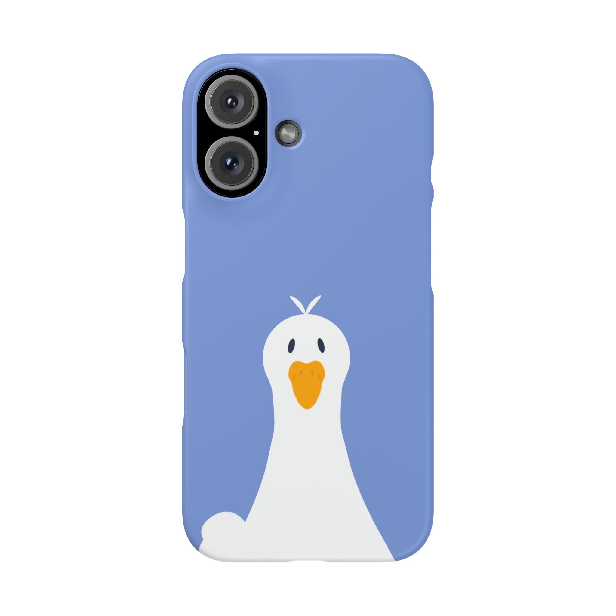 Cute Goose Phone Case – Blue Snap Phone Cover with Whimsical Bird Design