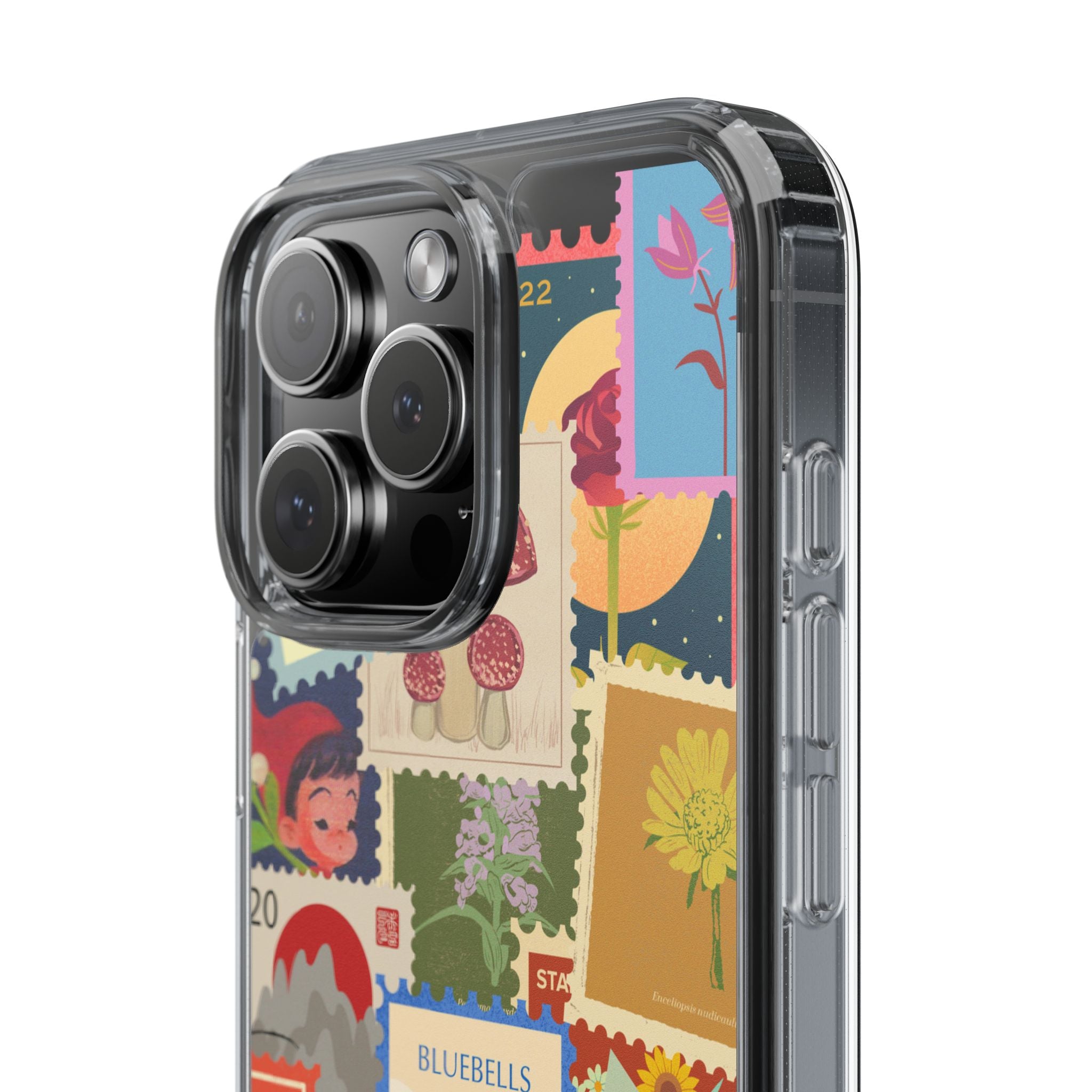 Clear Case — Vintage Floral Stamp Collage Phone Case