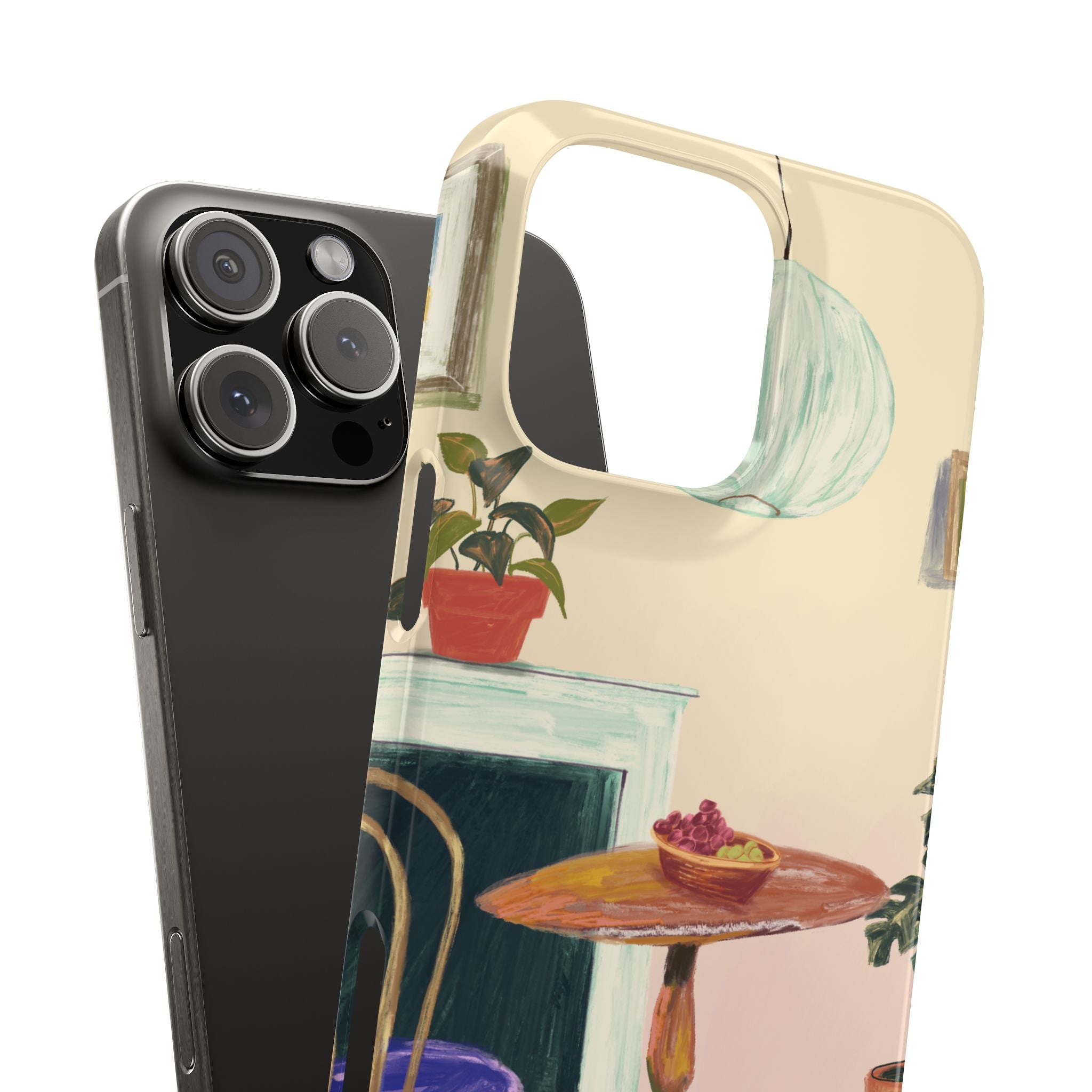 Vintage Bistro Phone Case — Cozy Cafe Interior Illustration Snap Case