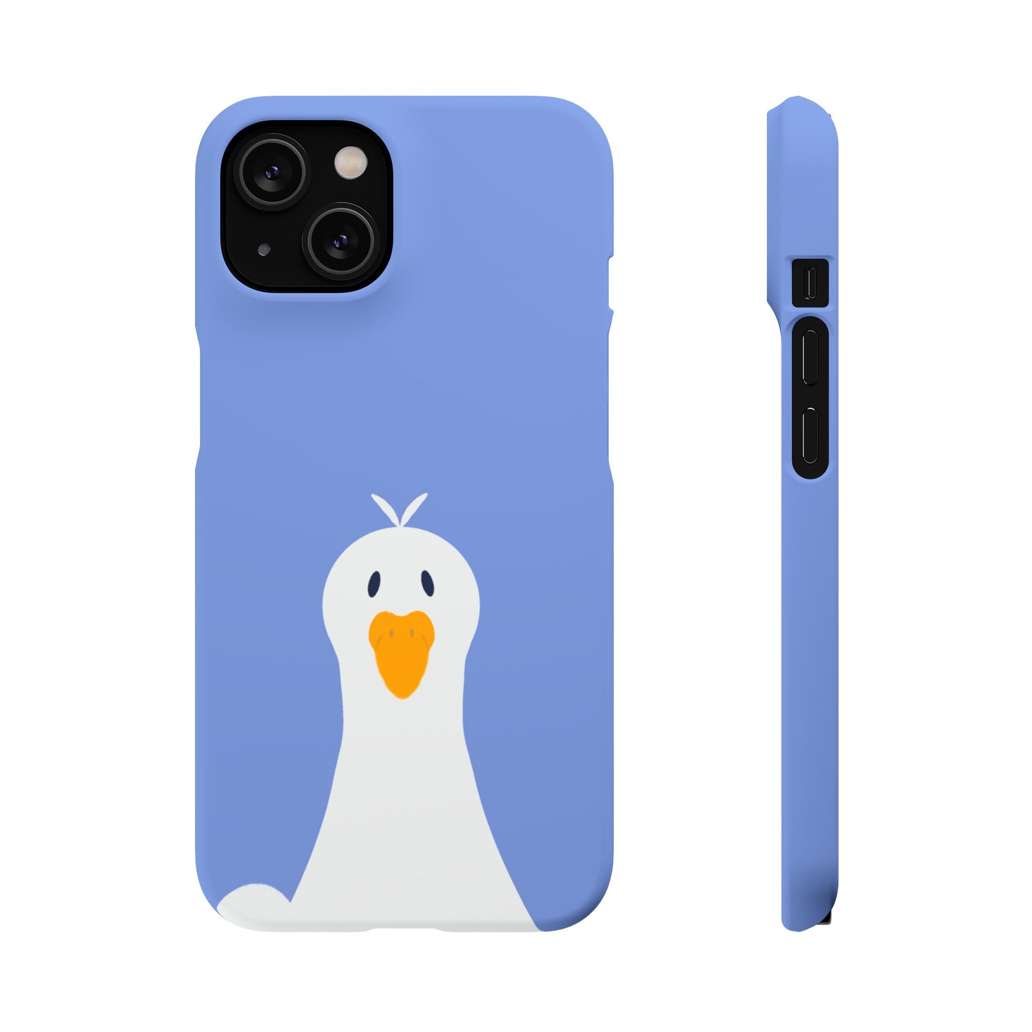 Cute Goose Phone Case – Blue Snap Phone Cover with Whimsical Bird Design