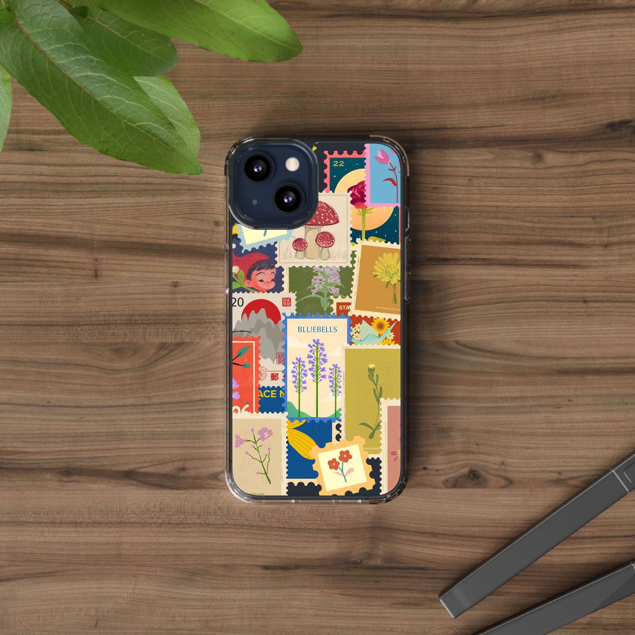Clear Case — Vintage Floral Stamp Collage Phone Case