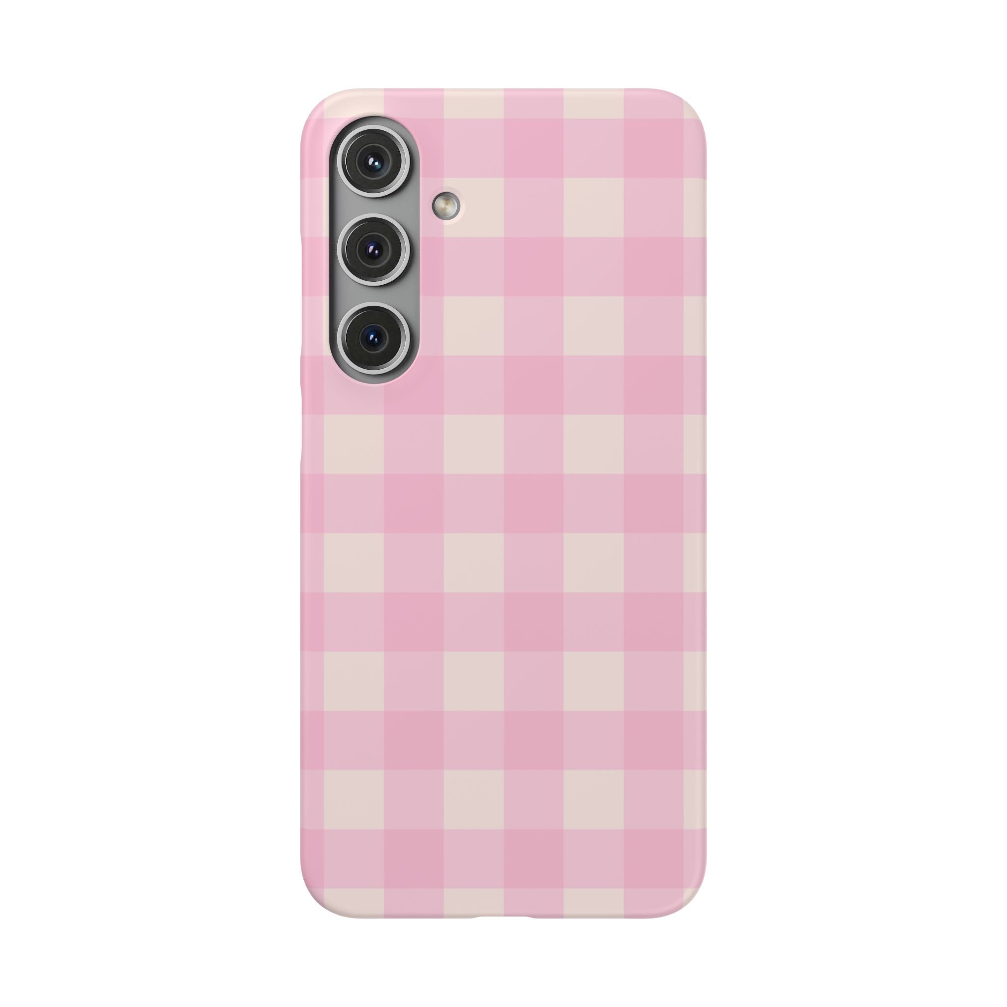 Pink Gingham Snap Phone Case - Cute Pastel Checkered iPhone Cover