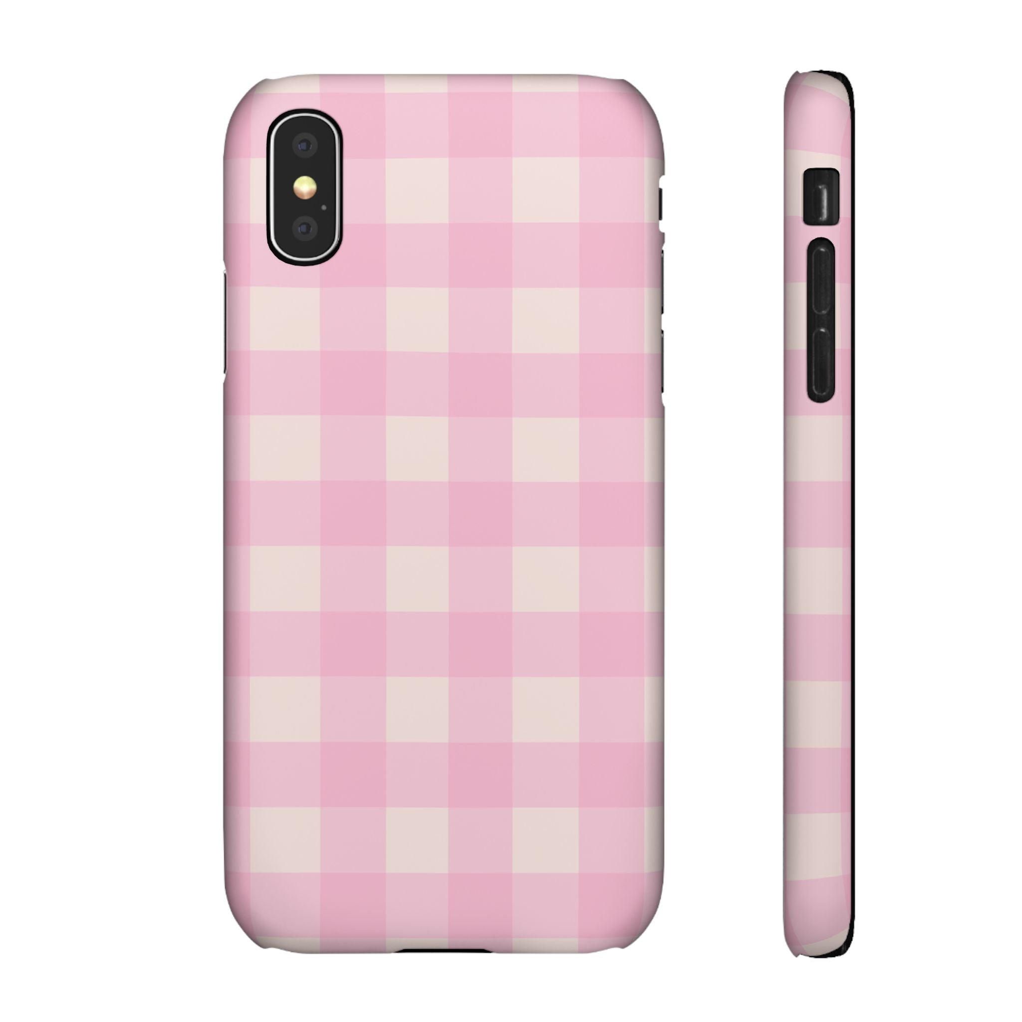 Pink Gingham Snap Phone Case - Cute Pastel Checkered iPhone Cover