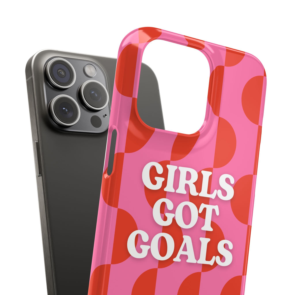 Girls Got Goals Phone Case - Retro Pink Red Motivational Snap Case