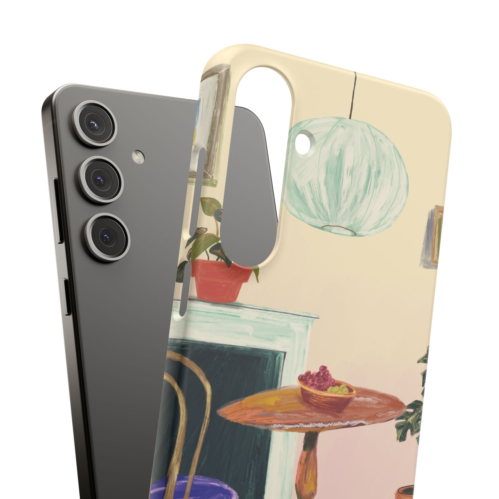 Vintage Bistro Phone Case — Cozy Cafe Interior Illustration Snap Case