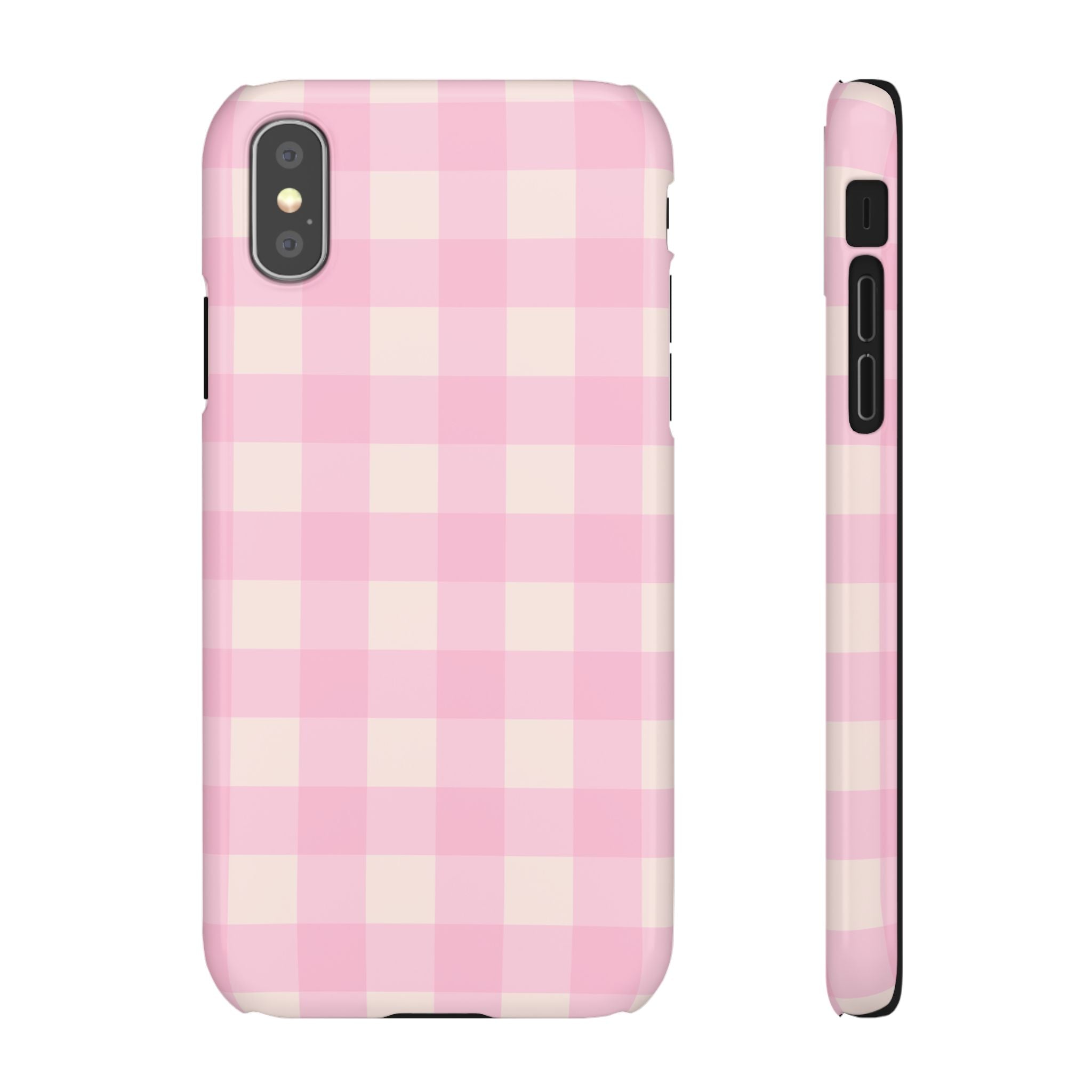 Pink Gingham Snap Phone Case - Cute Pastel Checkered iPhone Cover
