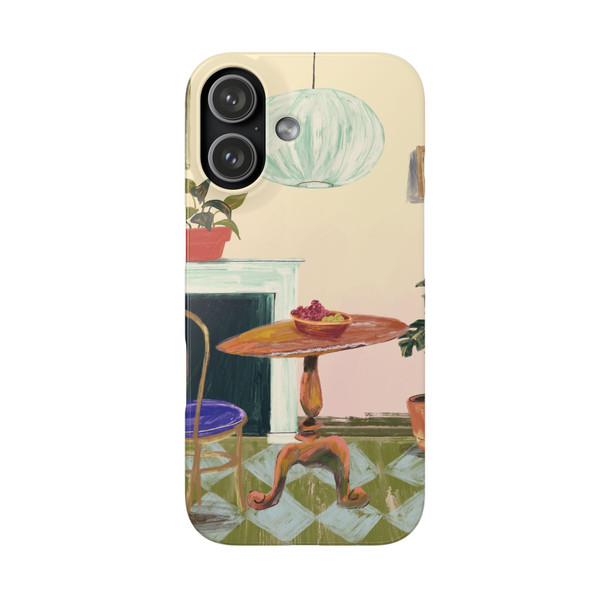 Vintage Bistro Phone Case — Cozy Cafe Interior Illustration Snap Case