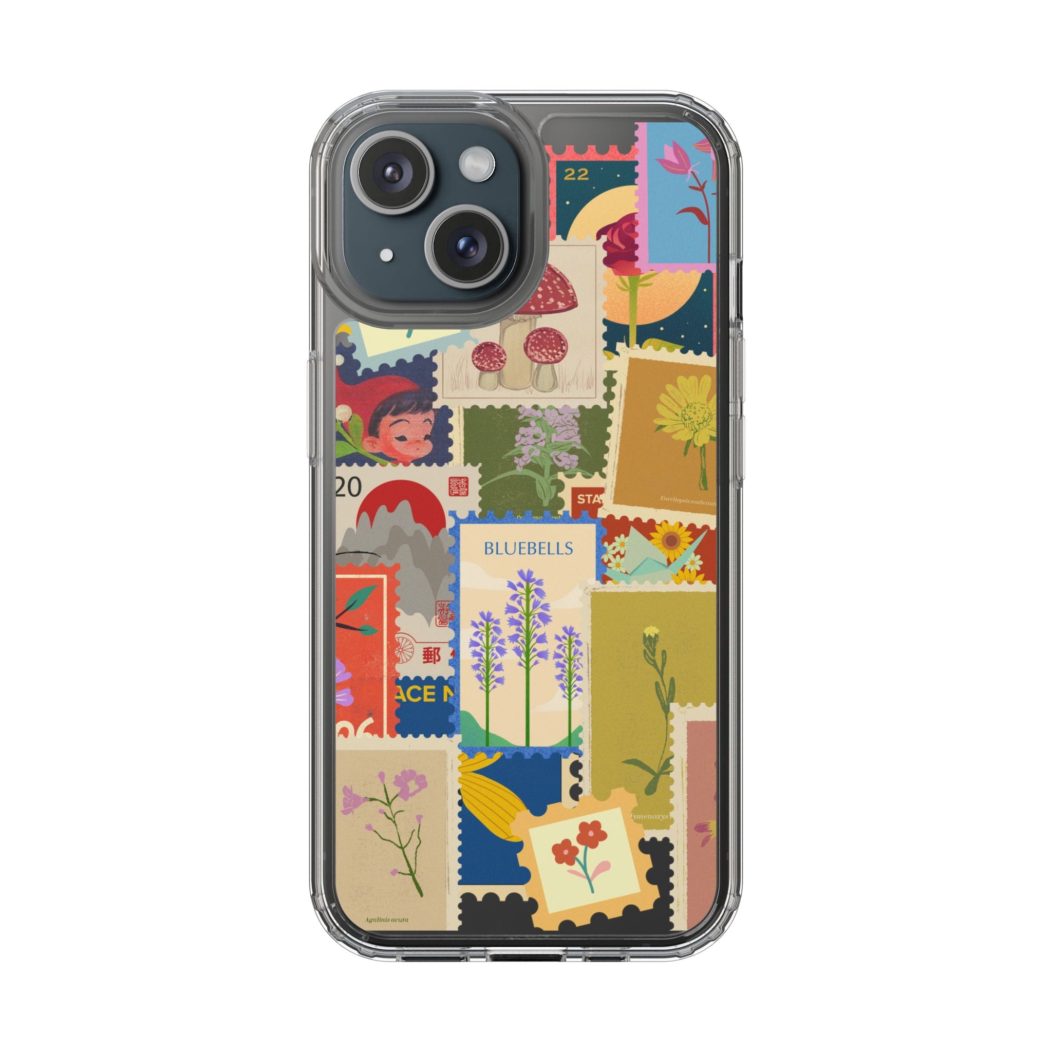 Clear Case — Vintage Floral Stamp Collage Phone Case