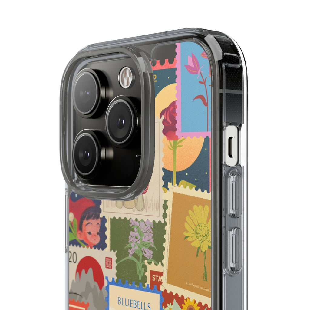 Clear Case — Vintage Floral Stamp Collage Phone Case