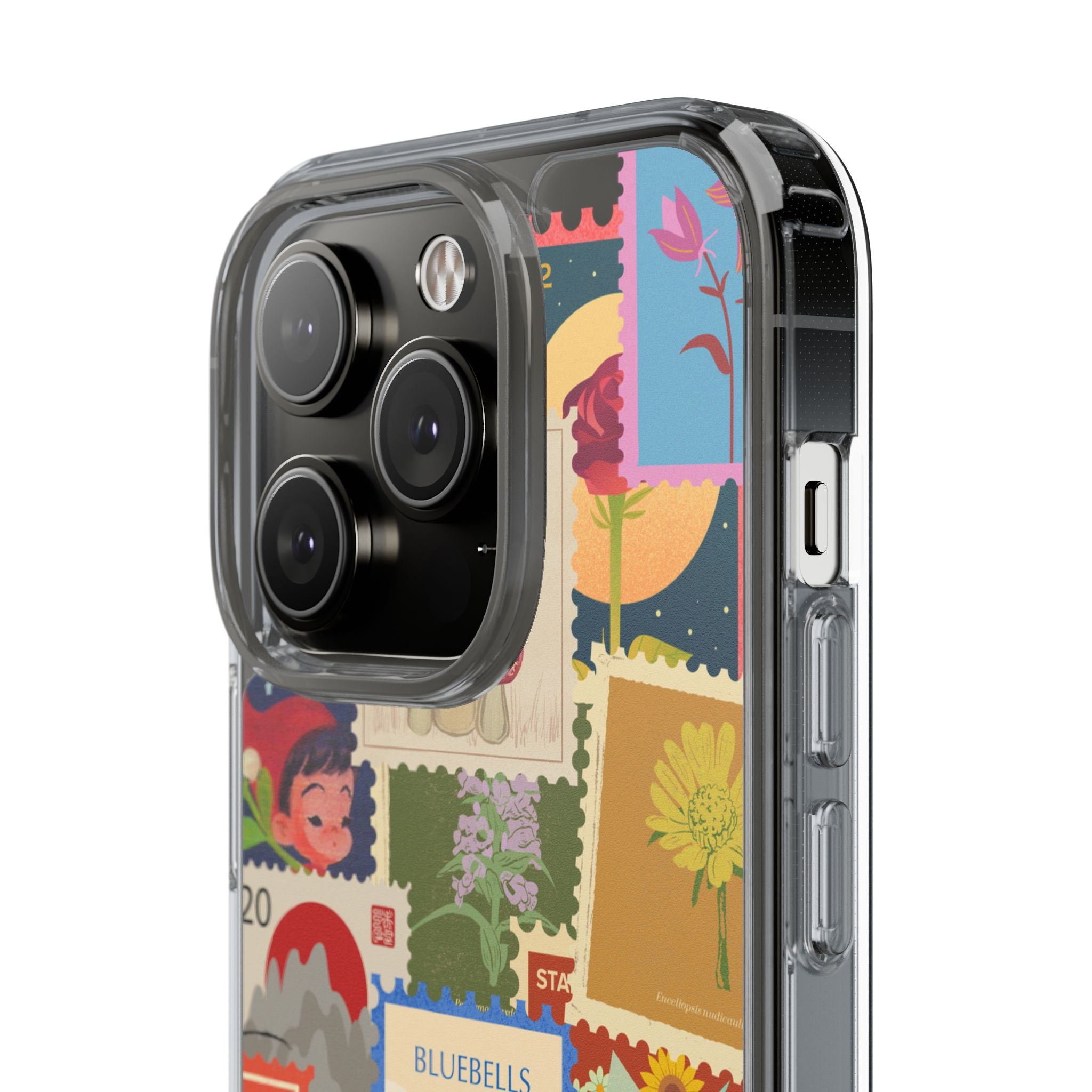 Clear Case — Vintage Floral Stamp Collage Phone Case