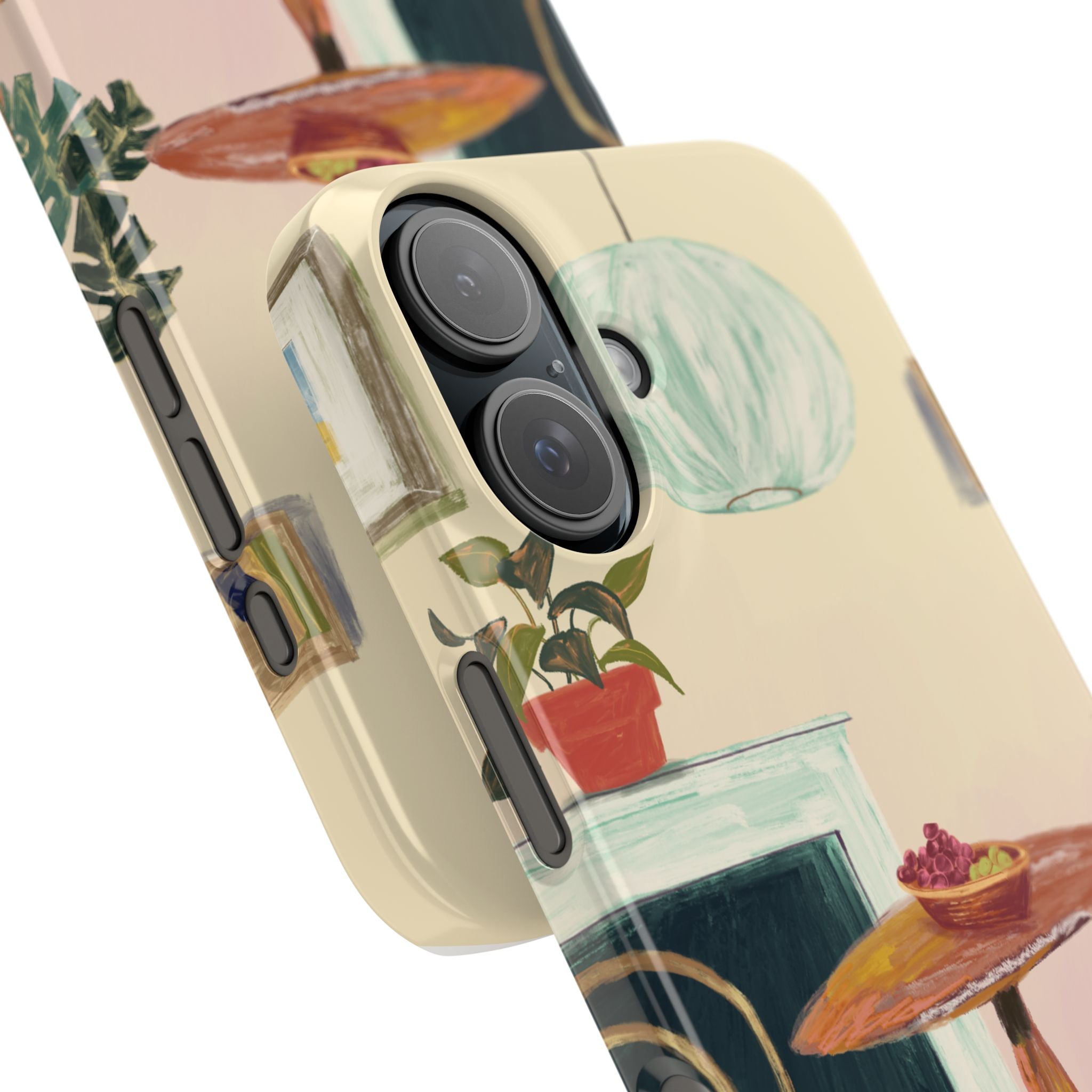 Vintage Bistro Phone Case — Cozy Cafe Interior Illustration Snap Case