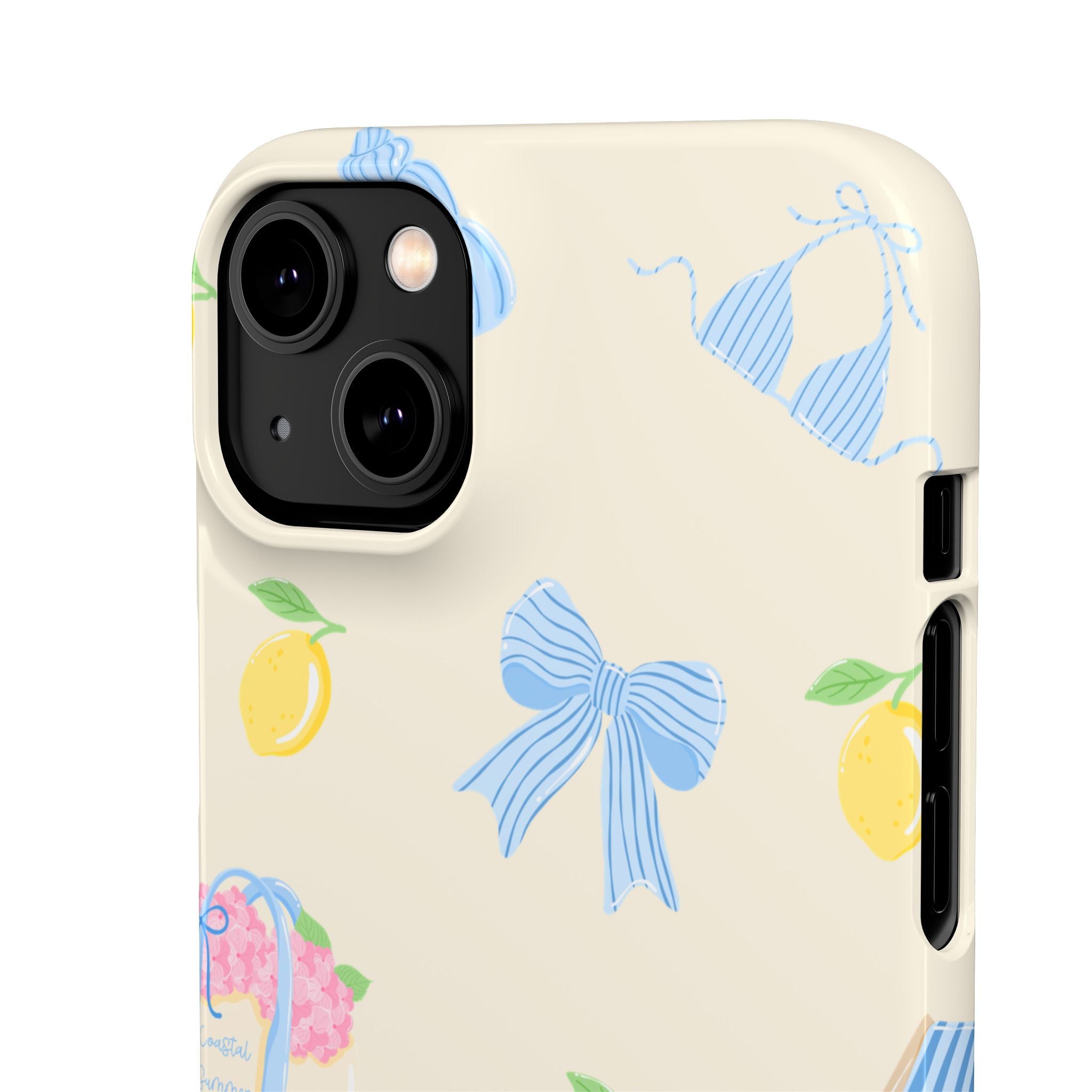 Cute Lemon & Beach Pattern Phone Case — Pastel Summer Snap Case