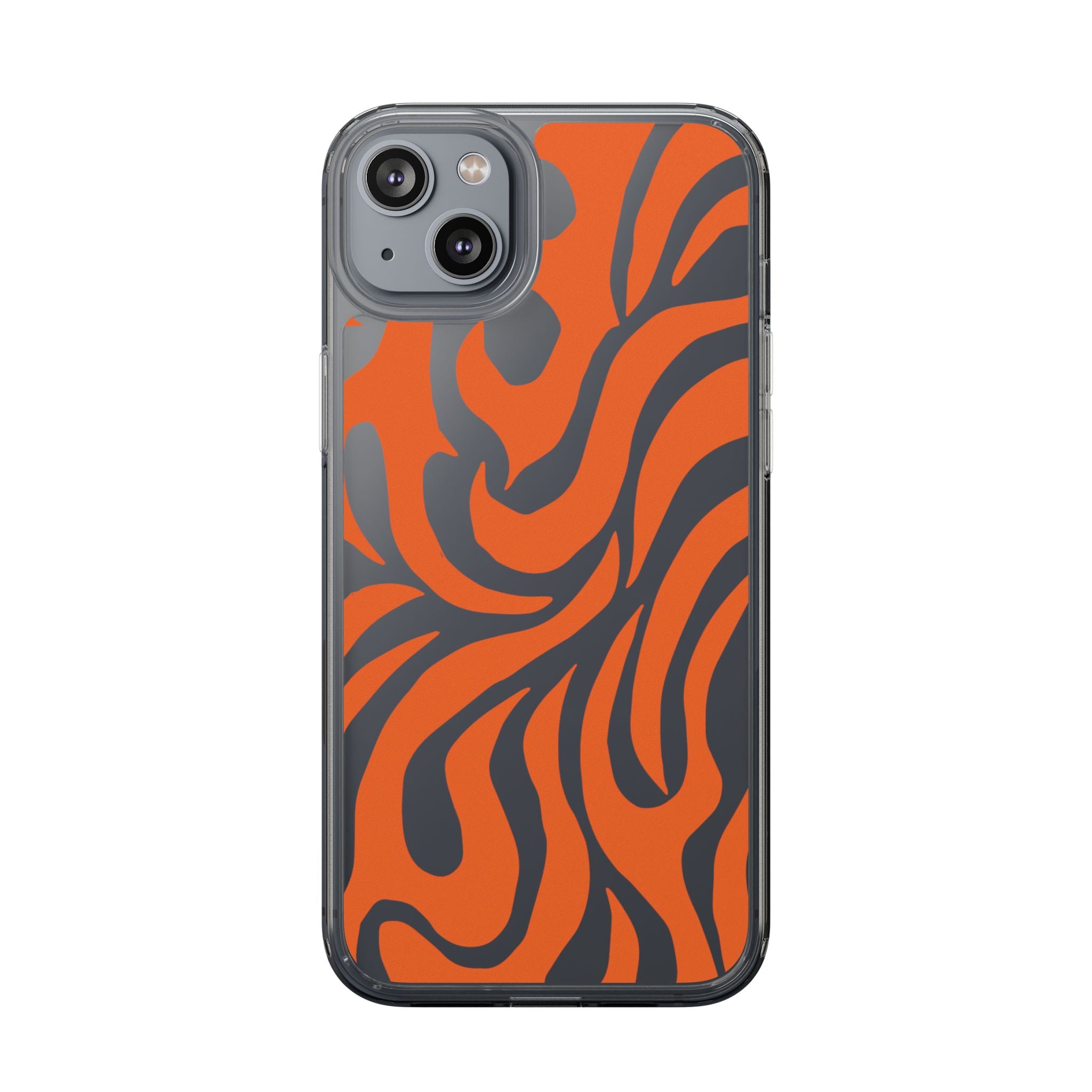 Orange Tiger Stripe Clear Phone Case — Bold Animal Print iPhone Cover
