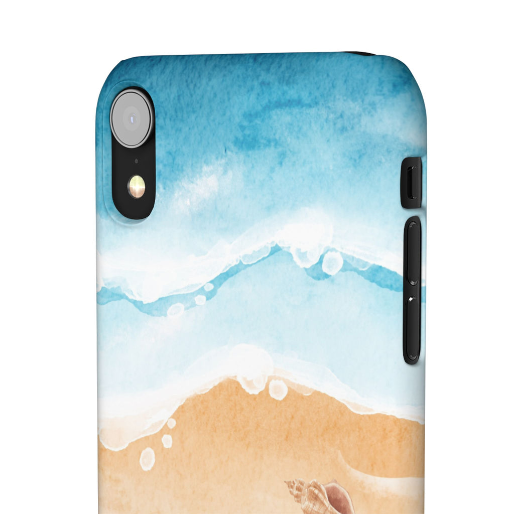 Beach Scene Phone Case — Watercolor Sand, Seashells & Crabs