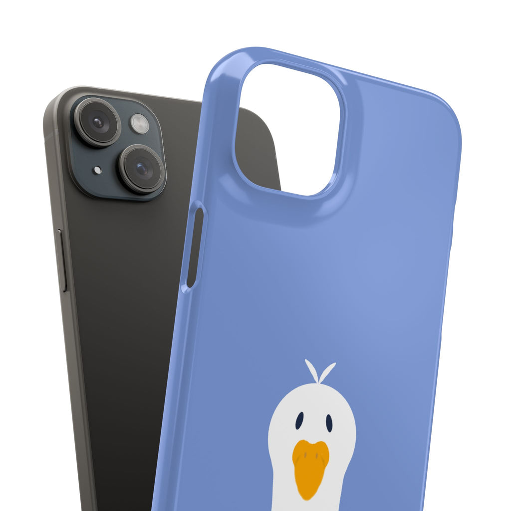 Cute Goose Phone Case – Blue Snap Phone Cover with Whimsical Bird Design