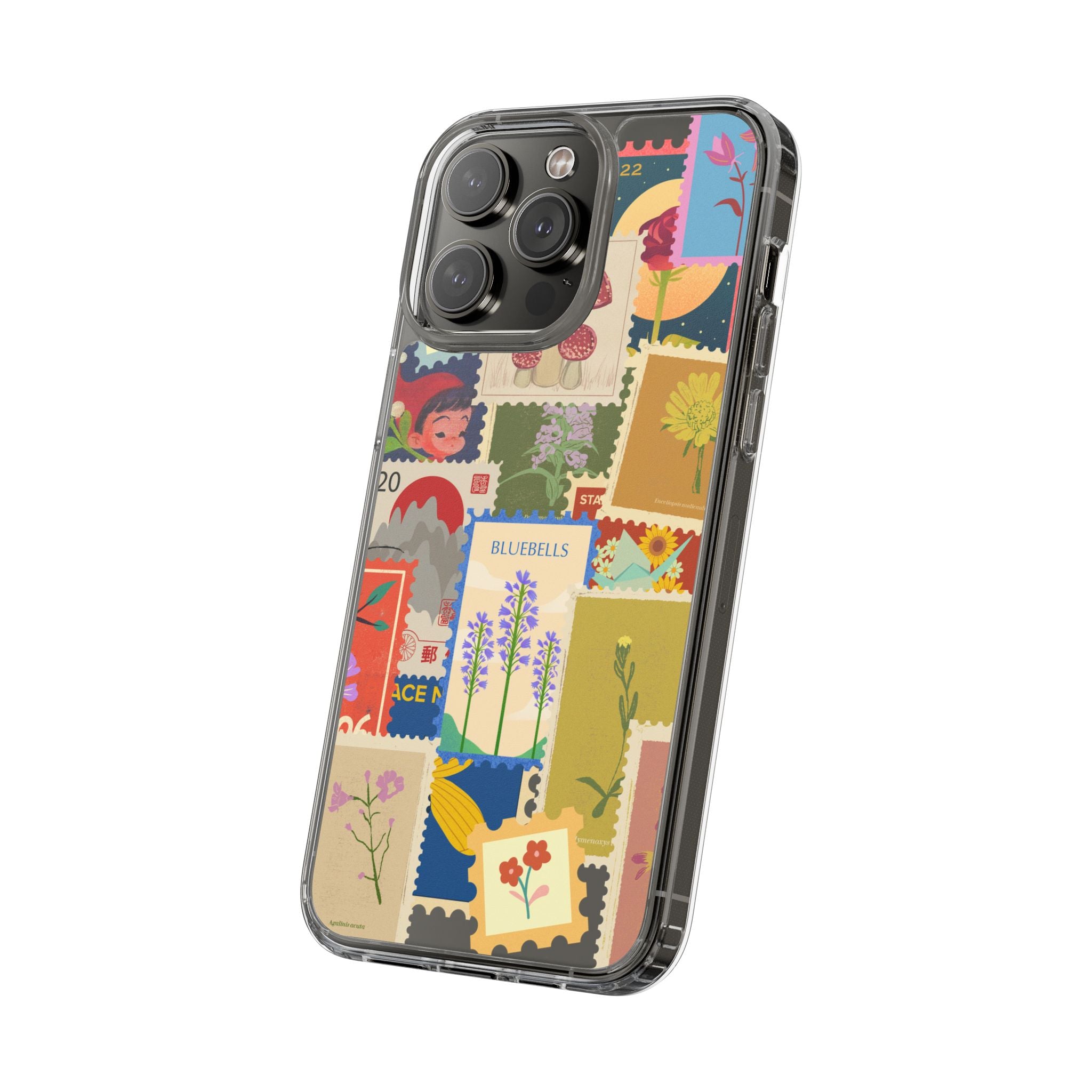 Clear Case — Vintage Floral Stamp Collage Phone Case