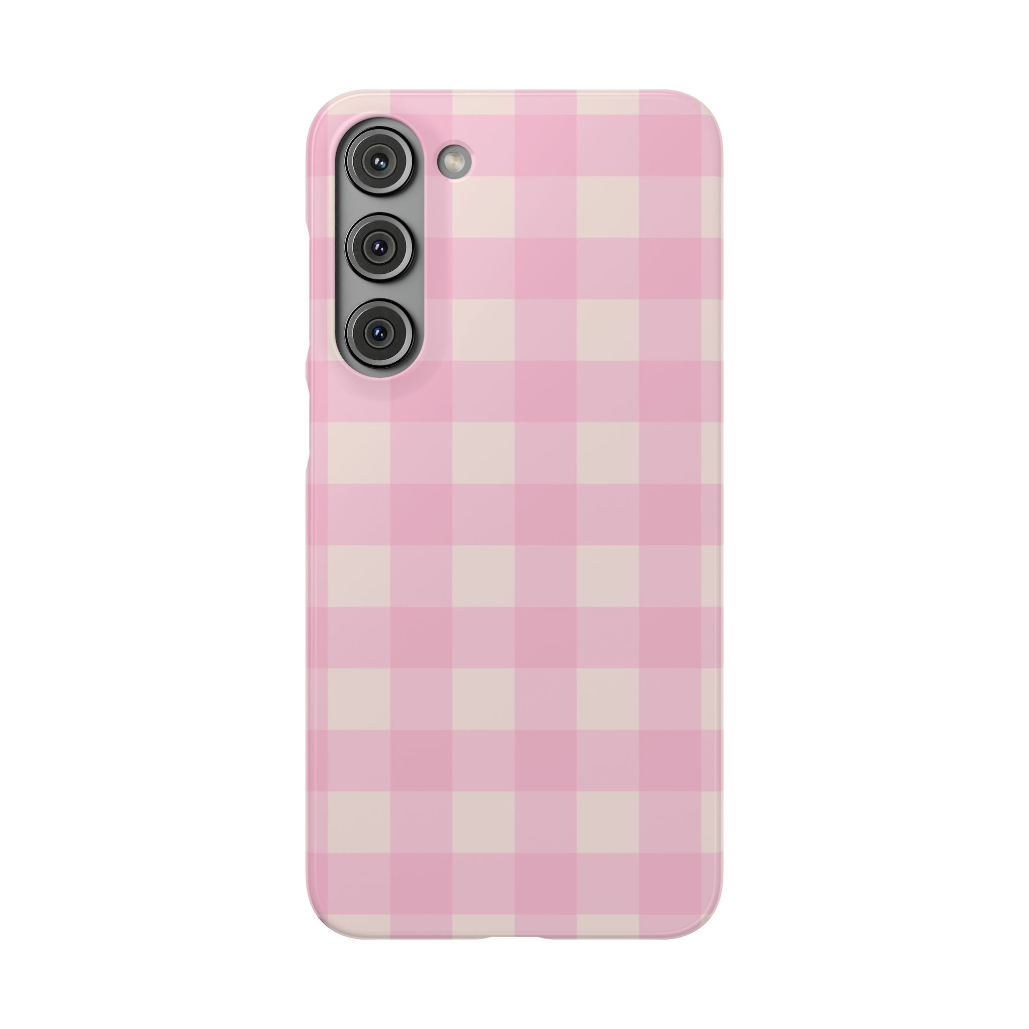 Pink Gingham Snap Phone Case - Cute Pastel Checkered iPhone Cover