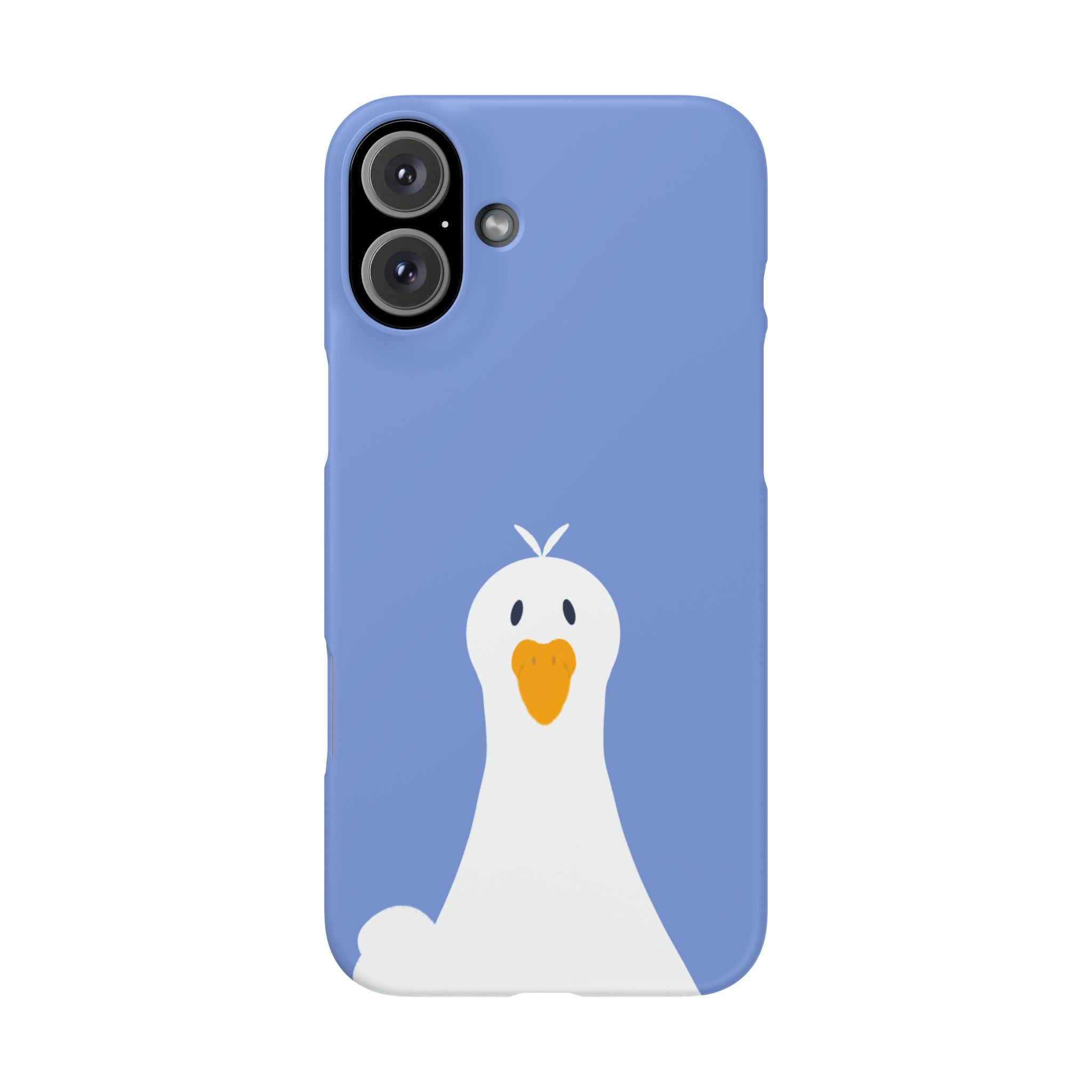 Cute Goose Phone Case – Blue Snap Phone Cover with Whimsical Bird Design