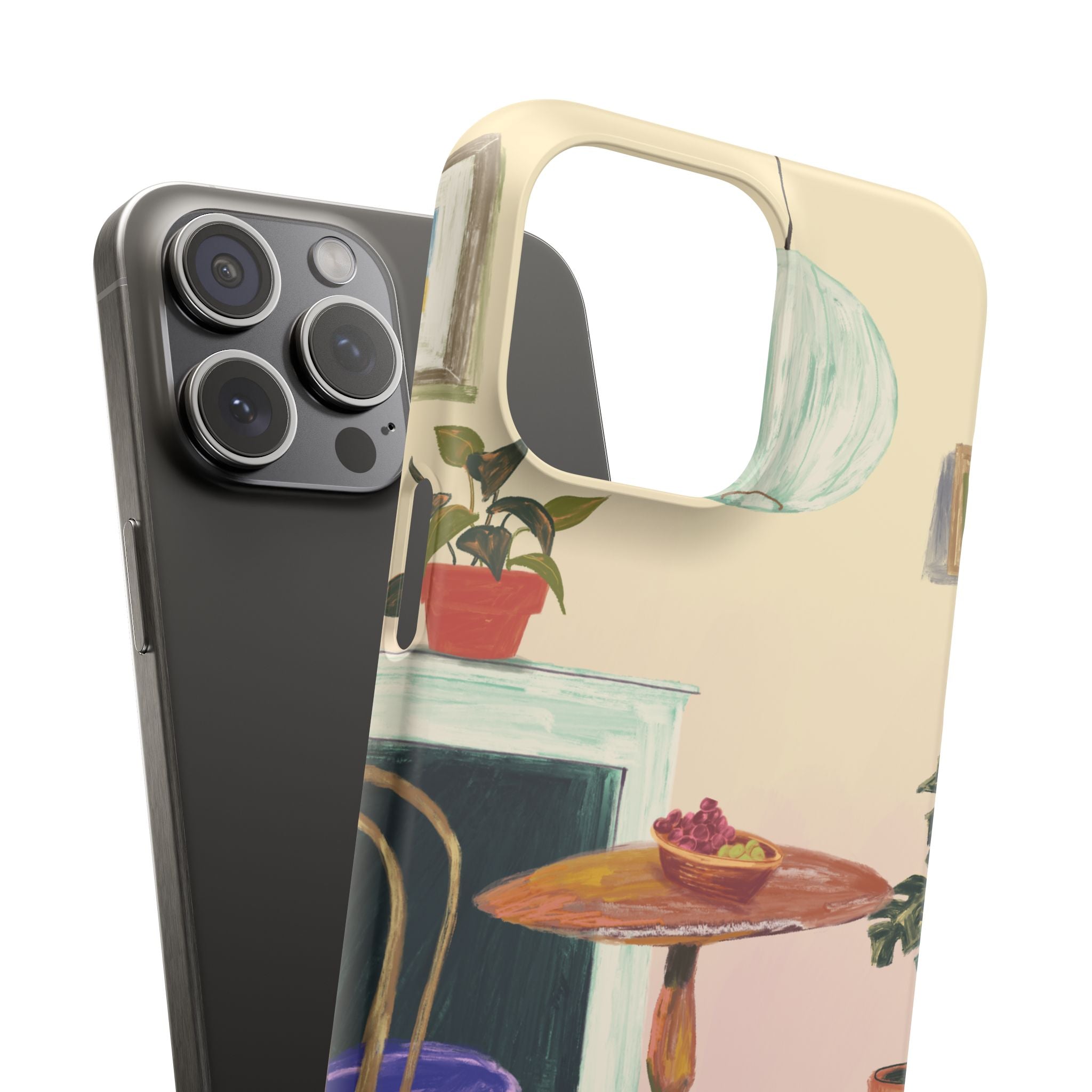 Vintage Bistro Phone Case — Cozy Cafe Interior Illustration Snap Case