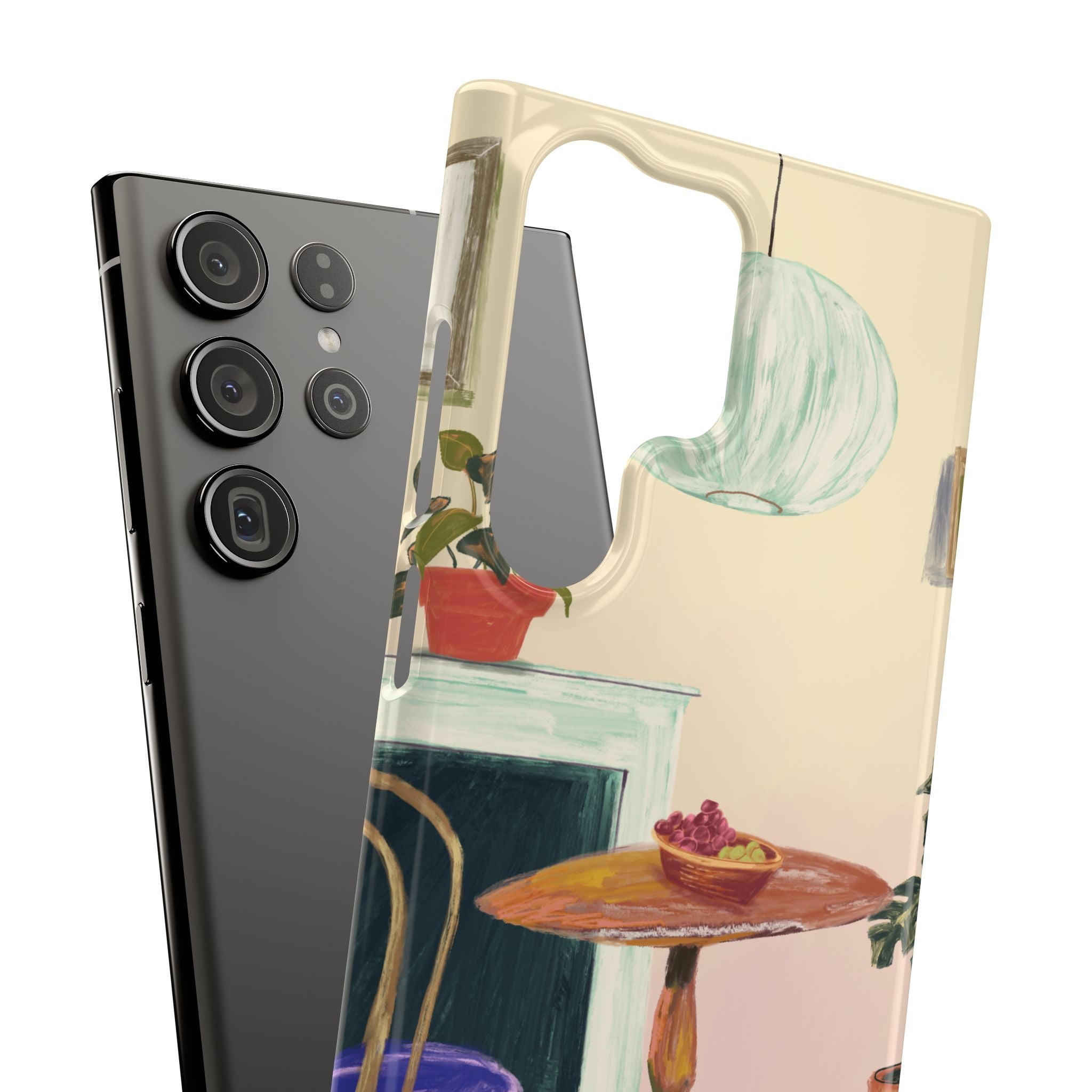 Vintage Bistro Phone Case — Cozy Cafe Interior Illustration Snap Case