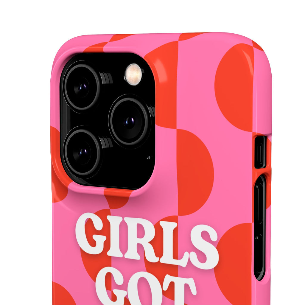 Girls Got Goals Phone Case - Retro Pink Red Motivational Snap Case