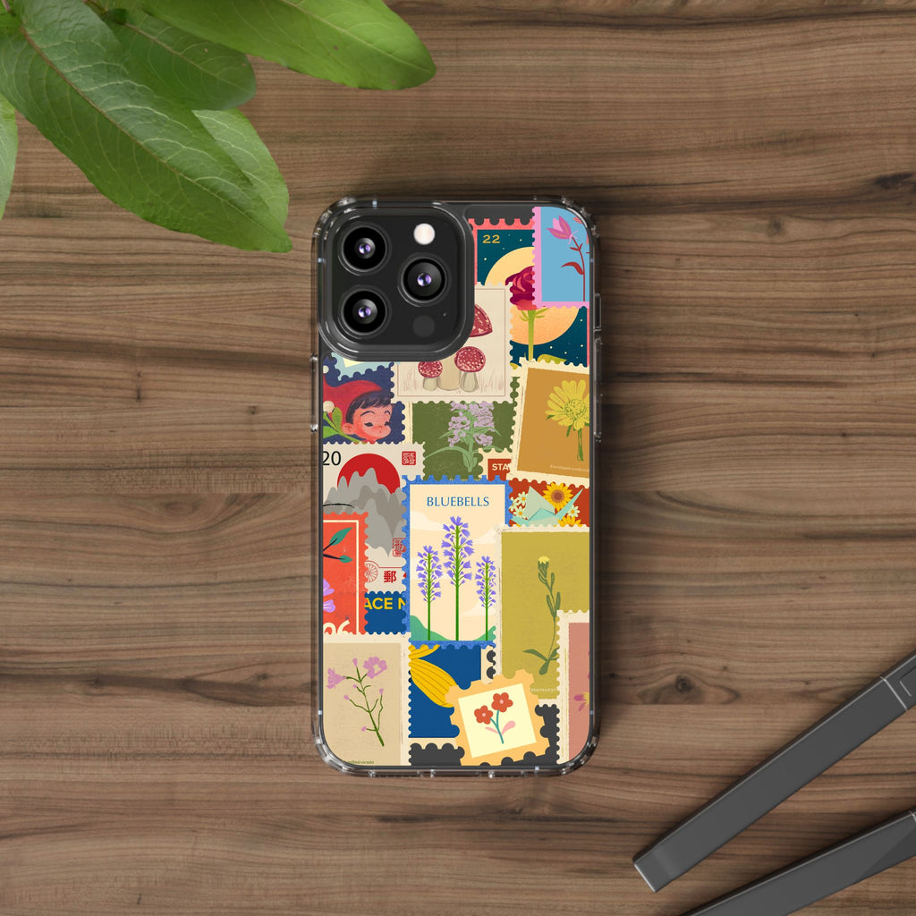 Clear Case — Vintage Floral Stamp Collage Phone Case